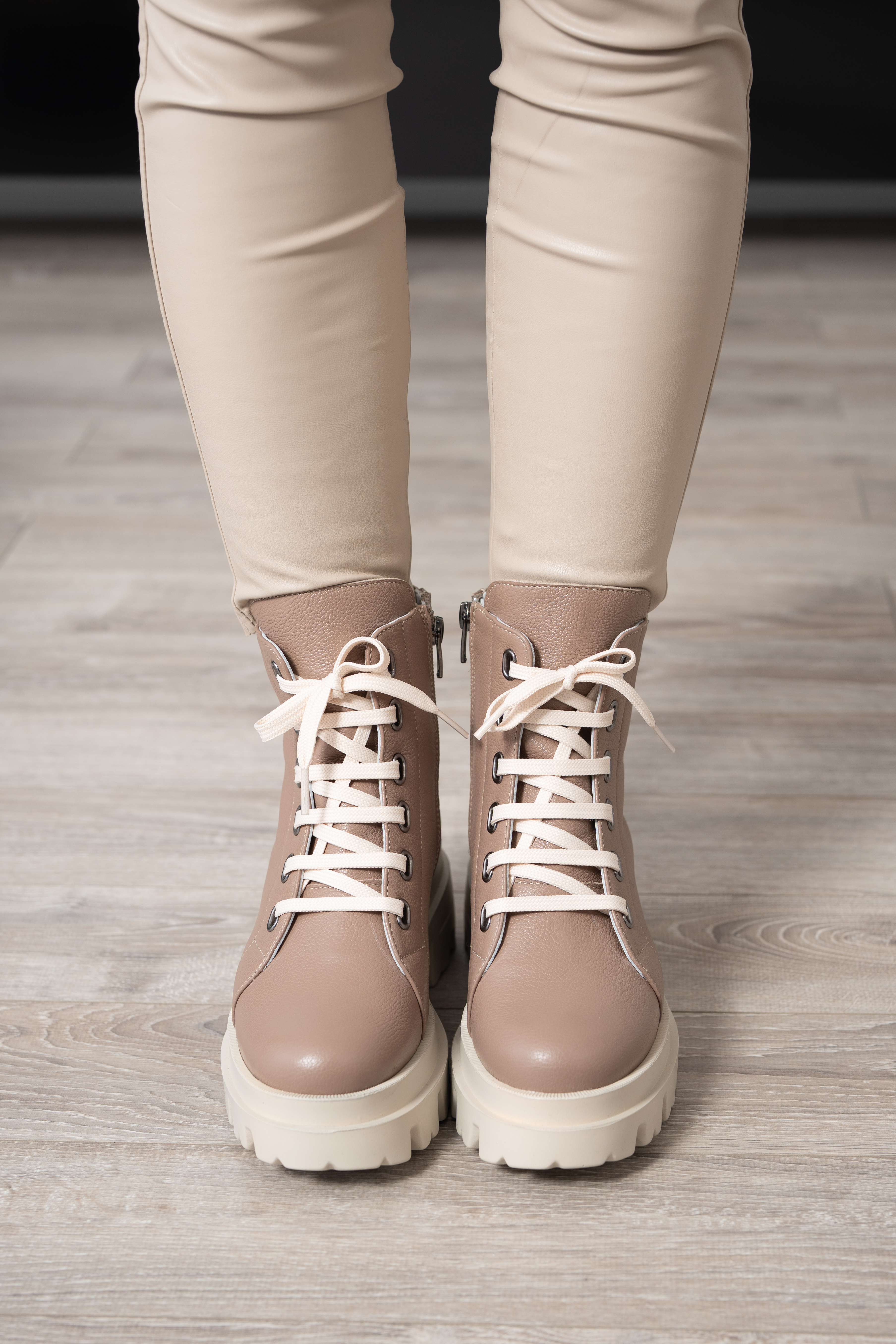 Bocanci dama, Glemis, piele naturala - Model: PS-995, Culoare: Taupe Bizon, Marime: 38