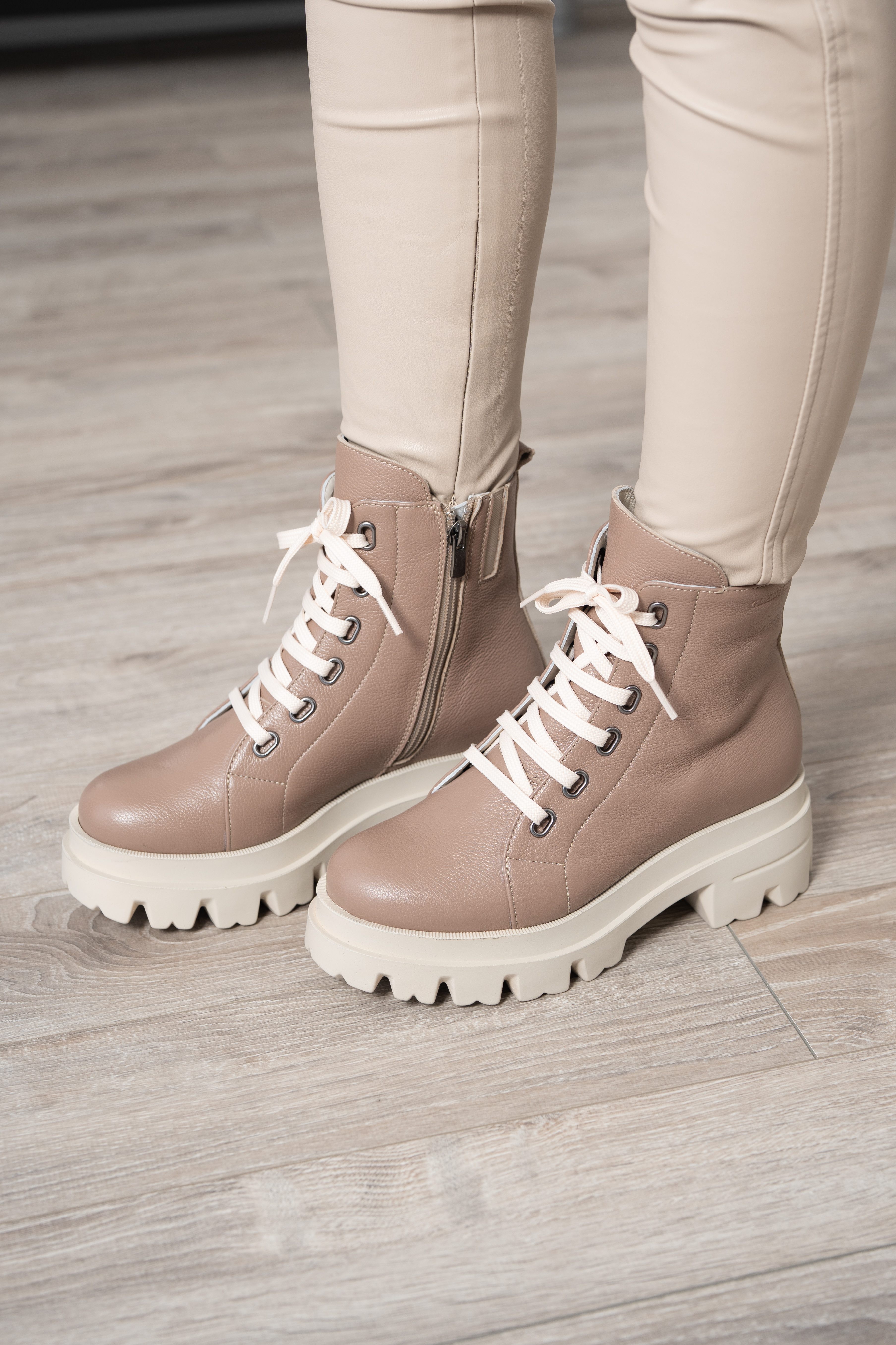 Bocanci dama, Glemis, piele naturala - Model: PS-995, Culoare: Taupe Bizon, Marime: 38
