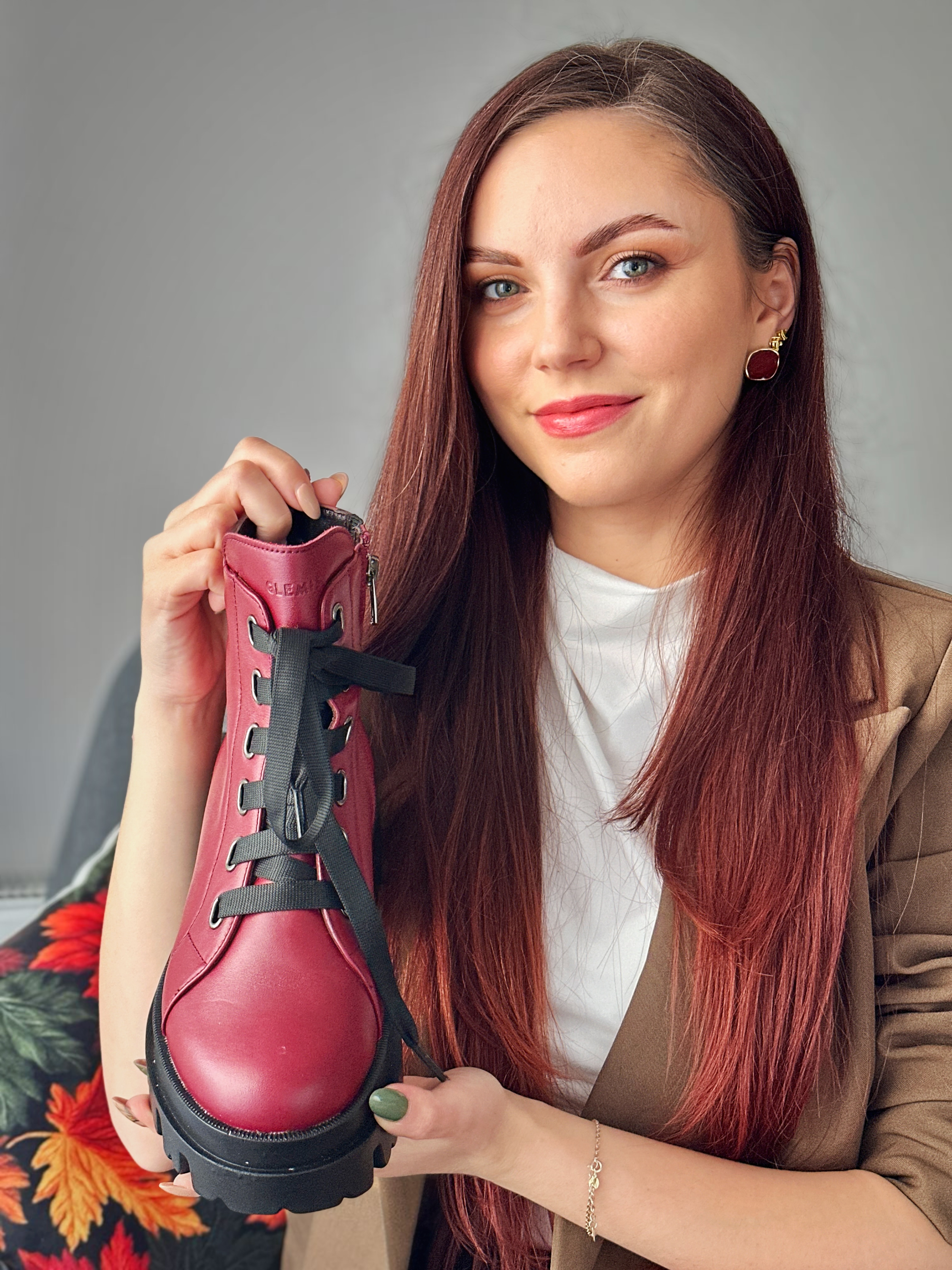 Bocanci dama, Glemis, piele naturala - Cod: PS-995, Culoare: Visiniu, Marime: 38