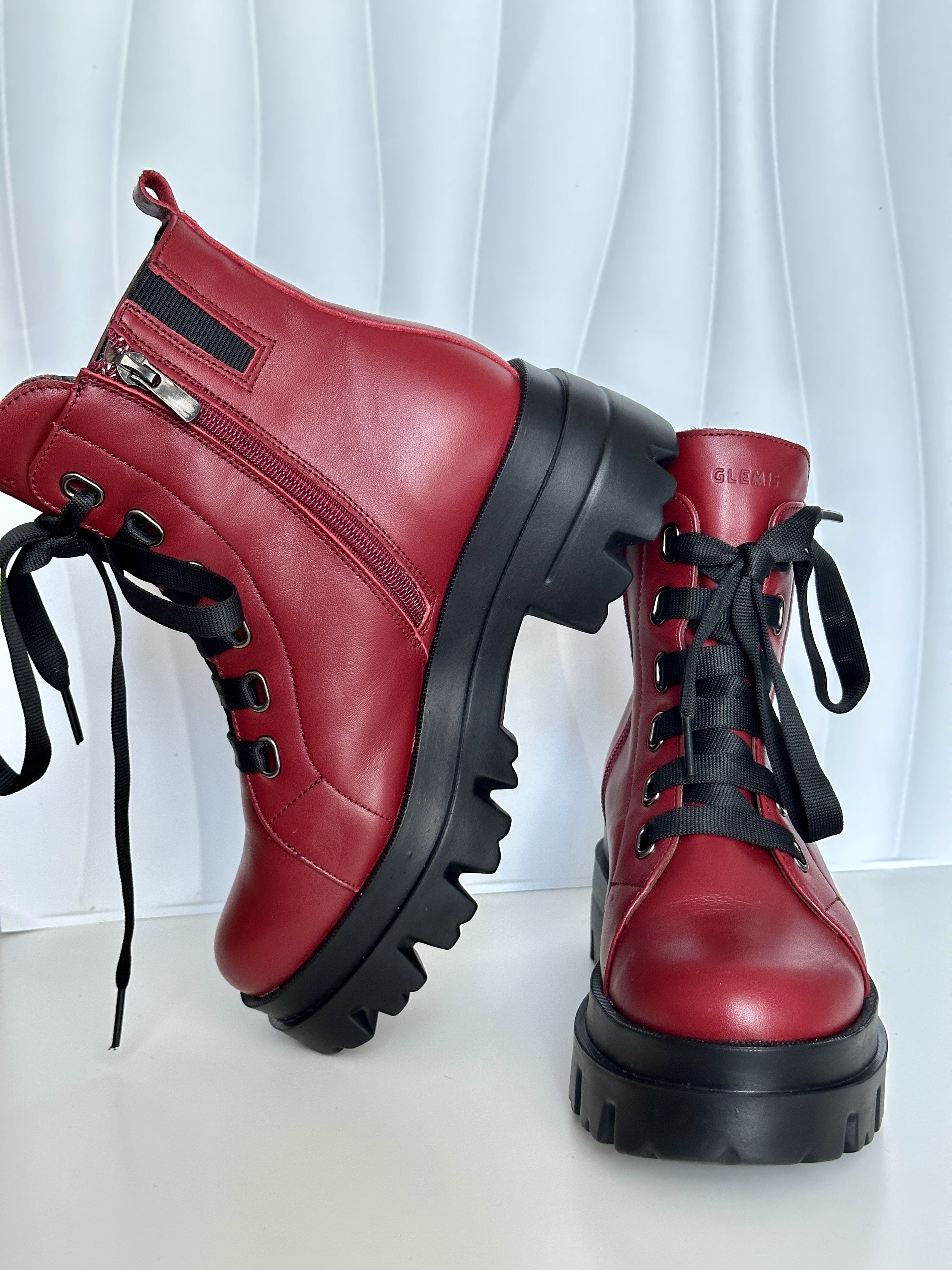 Bocanci dama, Glemis, piele naturala - Cod: PS-995, Culoare: Visiniu, Marime: 38