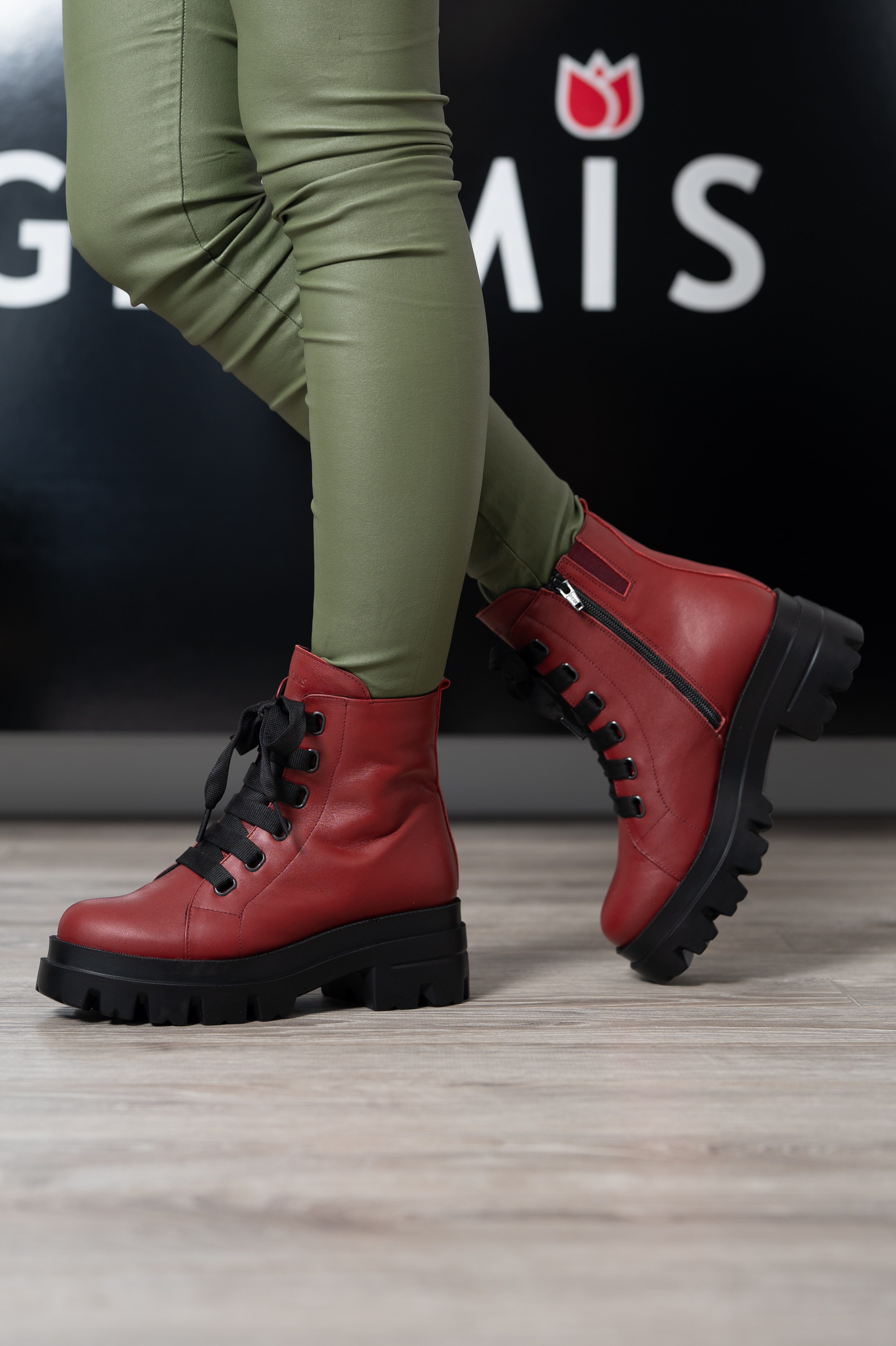Bocanci dama, Glemis, piele naturala - Cod: PS-995, Culoare: Visiniu, Marime: 38