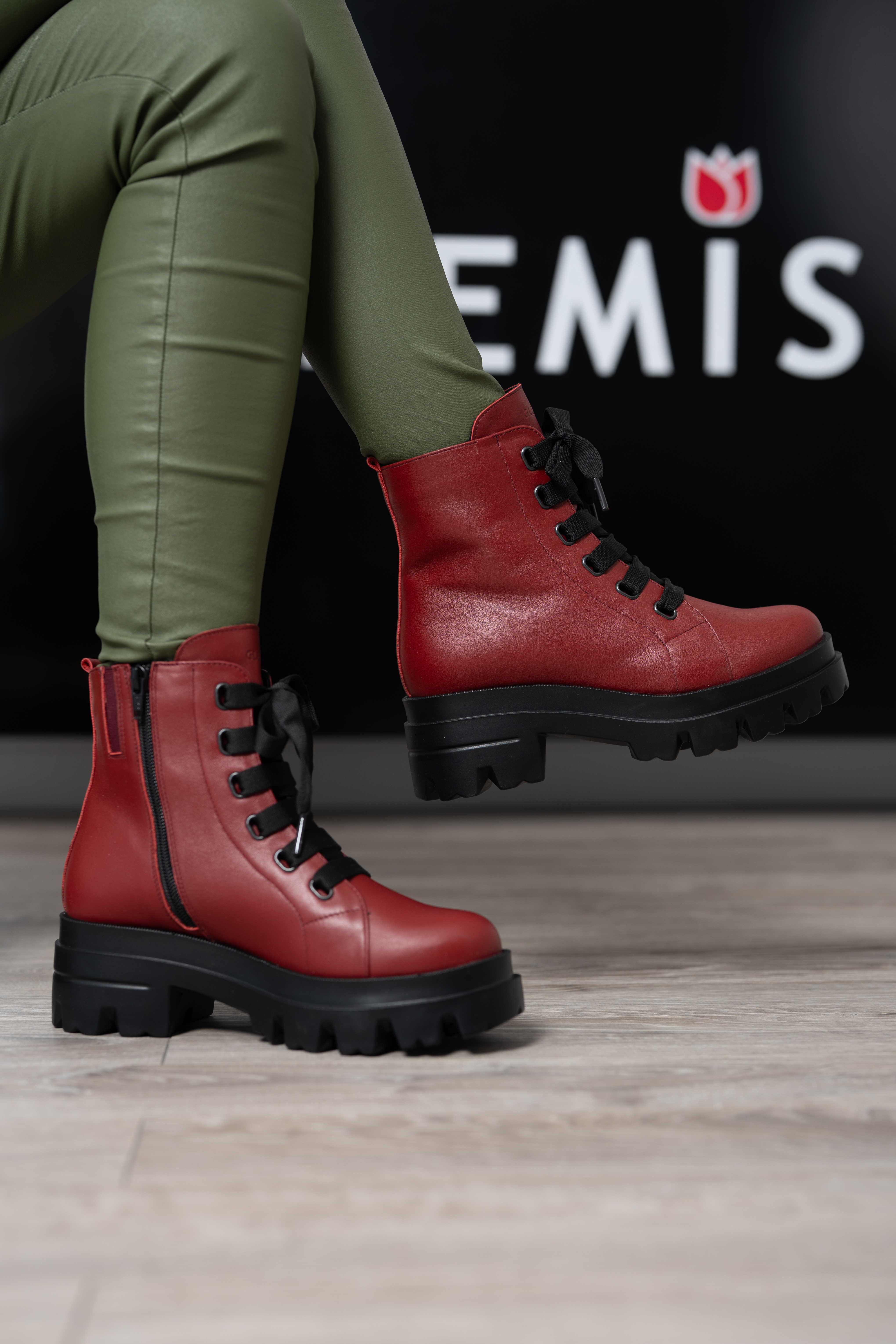Bocanci dama, Glemis, piele naturala - Cod: PS-995, Culoare: Visiniu, Marime: 38