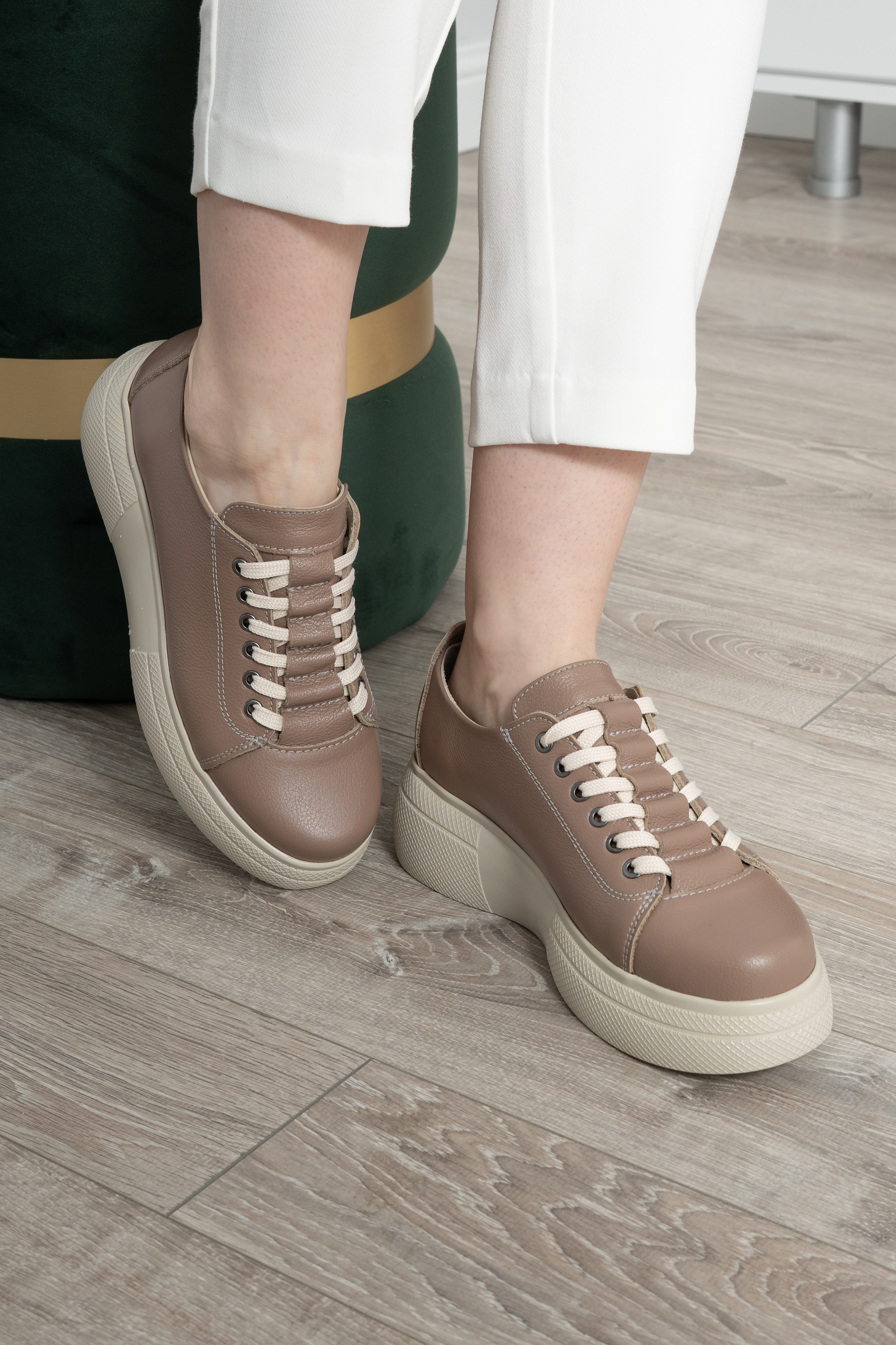 Pantofi dama premium, Glemis, piele naturala - Cod: PS-asti-1065, Culoare: Taupe Bizon, Marime: 38 (24.9 cm)