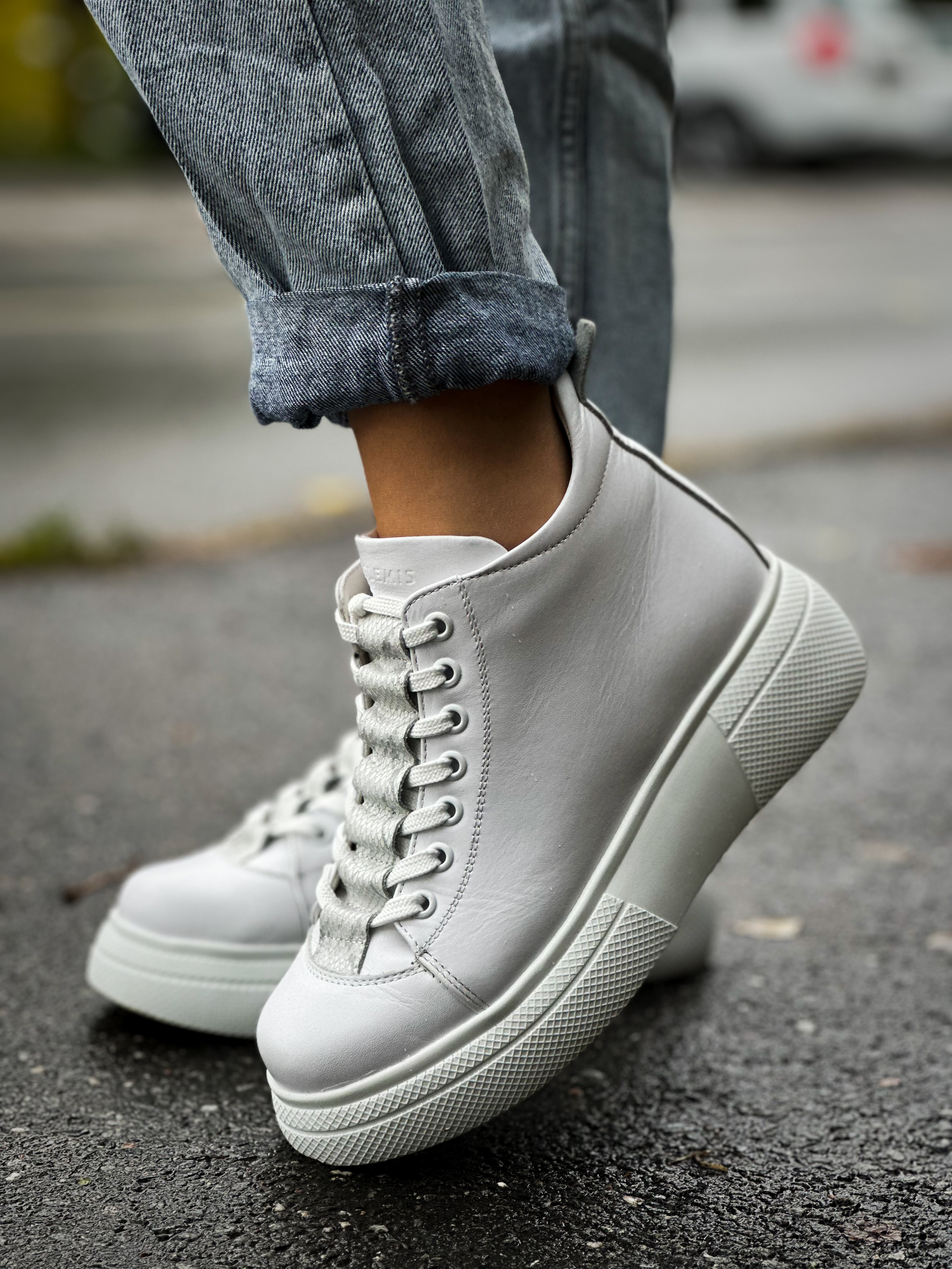 Ghete dama premium, Glemis, piele naturala - Cod: PS-asti-1135, Culoare: Alb Box, Marime: 38 (25 cm)