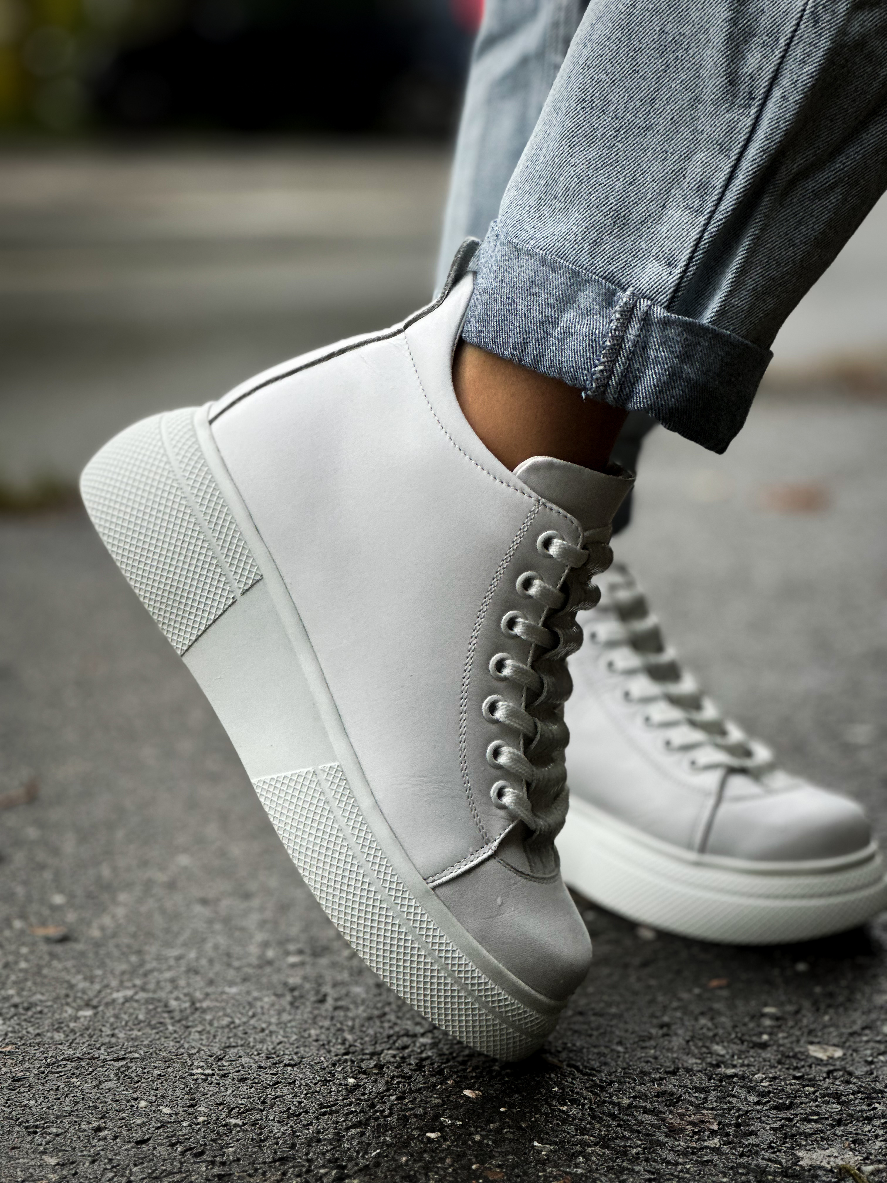 Ghete dama premium, Glemis, piele naturala - Cod: PS-asti-1135, Culoare: Alb Box, Marime: 38 (25 cm)