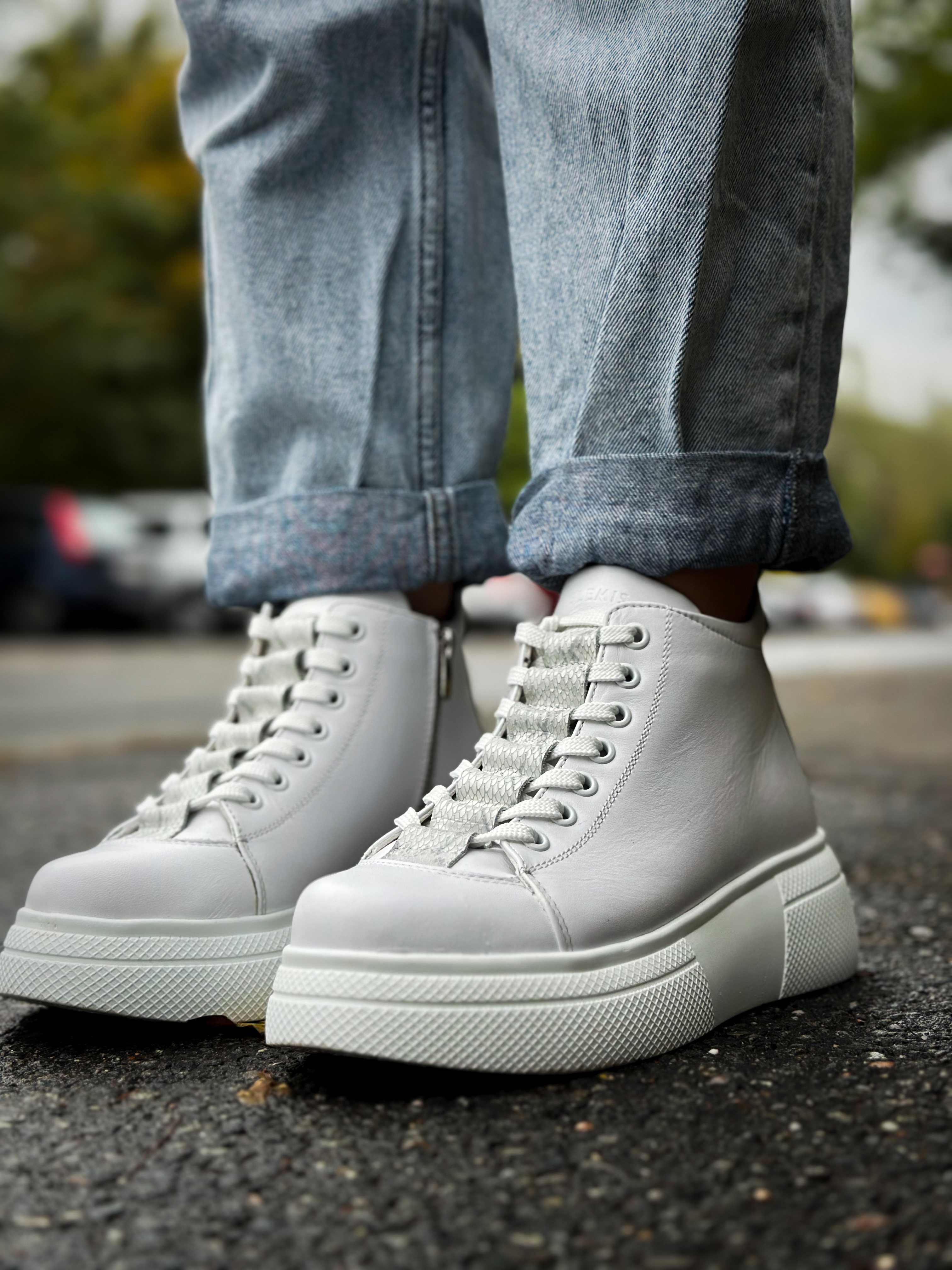 Ghete dama premium, Glemis, piele naturala - Cod: PS-asti-1135, Culoare: Alb Box, Marime: 38 (25 cm)