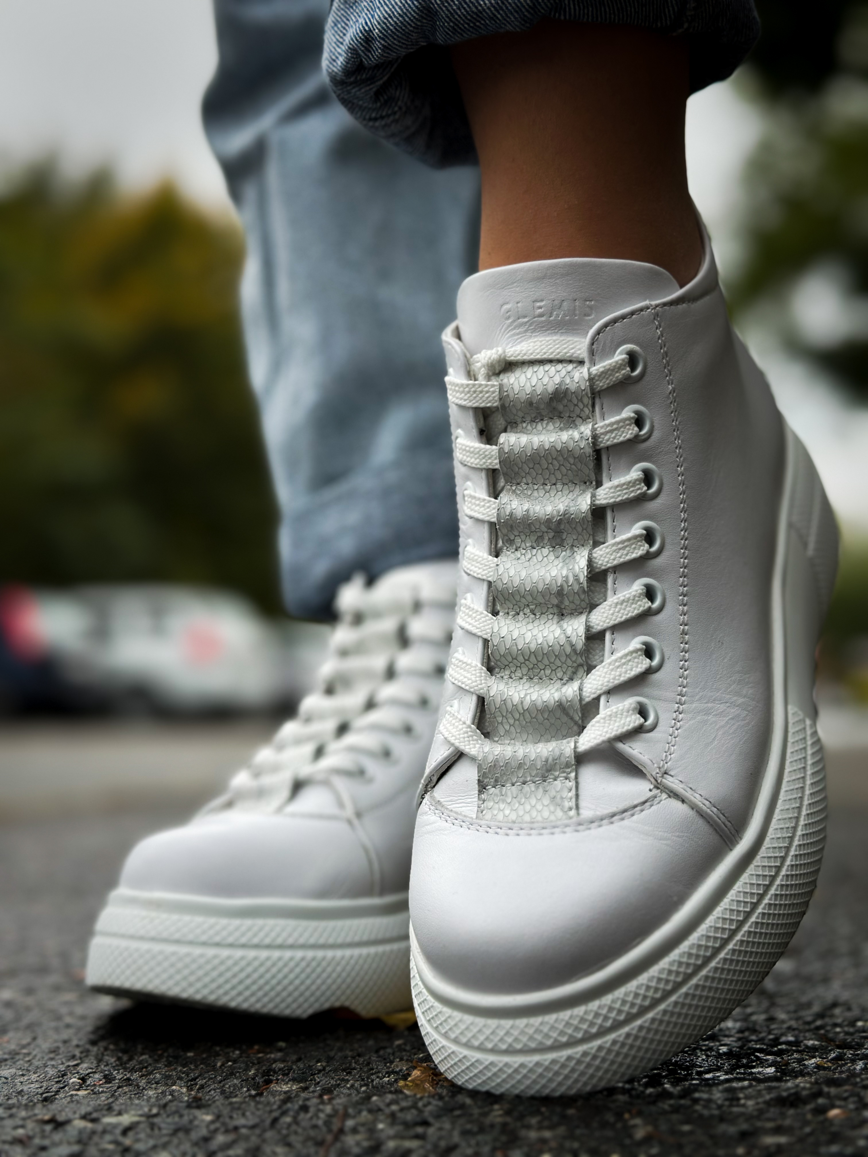 Ghete dama premium, Glemis, piele naturala - Cod: PS-asti-1135, Culoare: Alb Box, Marime: 38 (25 cm)