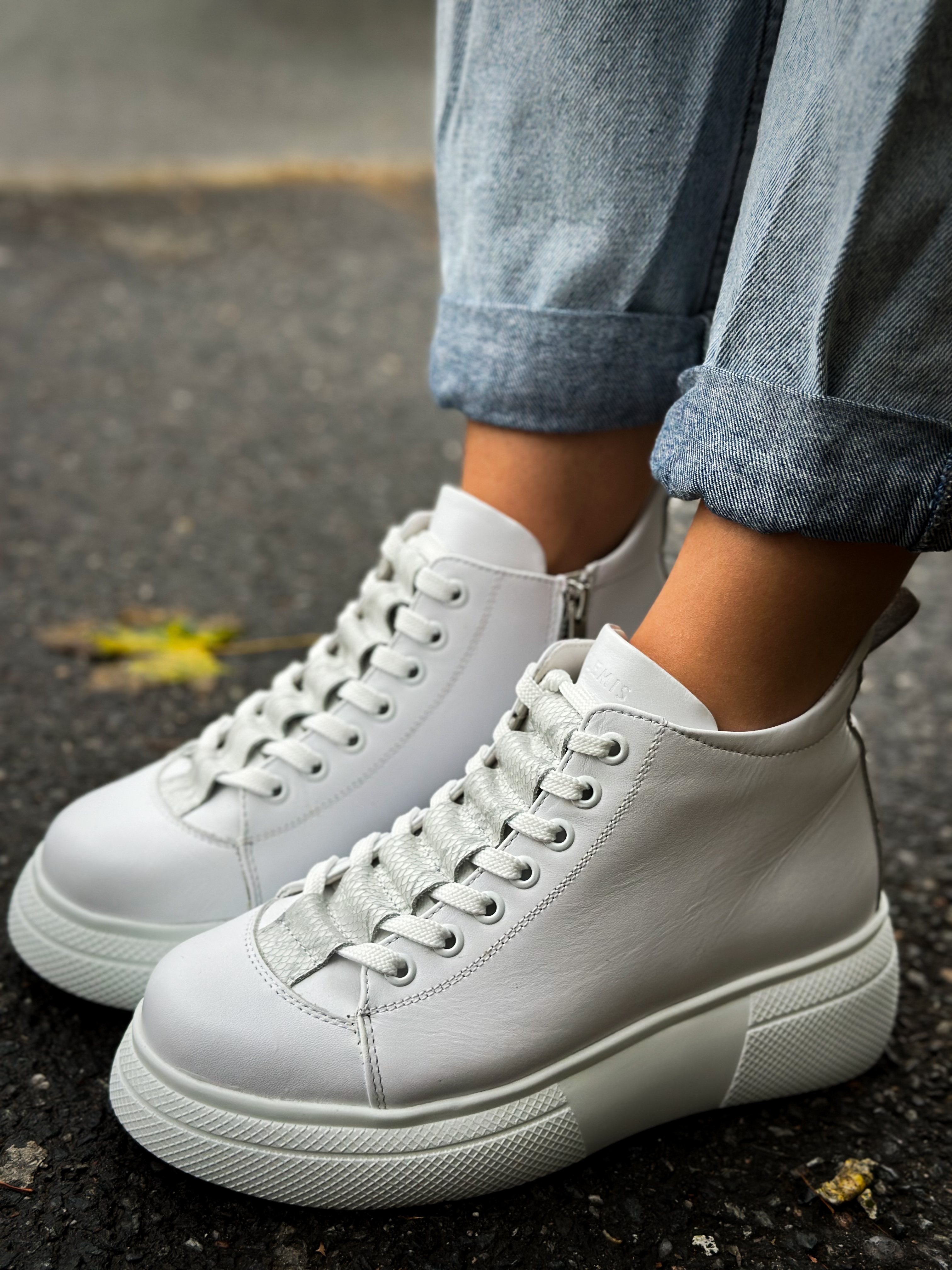 Ghete dama premium, Glemis, piele naturala - Cod: PS-asti-1135, Culoare: Alb Box, Marime: 38 (25 cm)