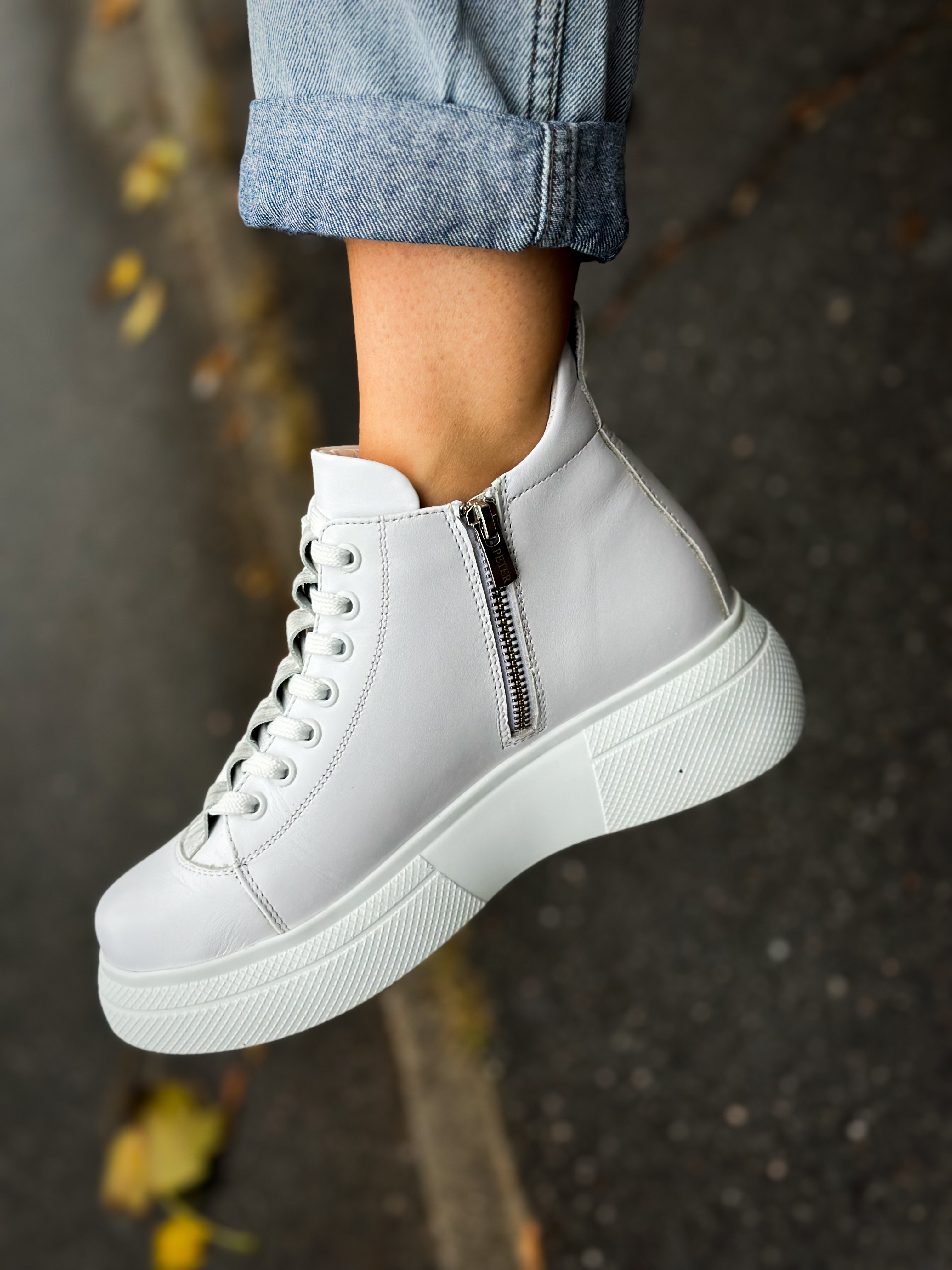 Ghete dama premium, Glemis, piele naturala - Cod: PS-asti-1135, Culoare: Alb Box, Marime: 38 (25 cm)