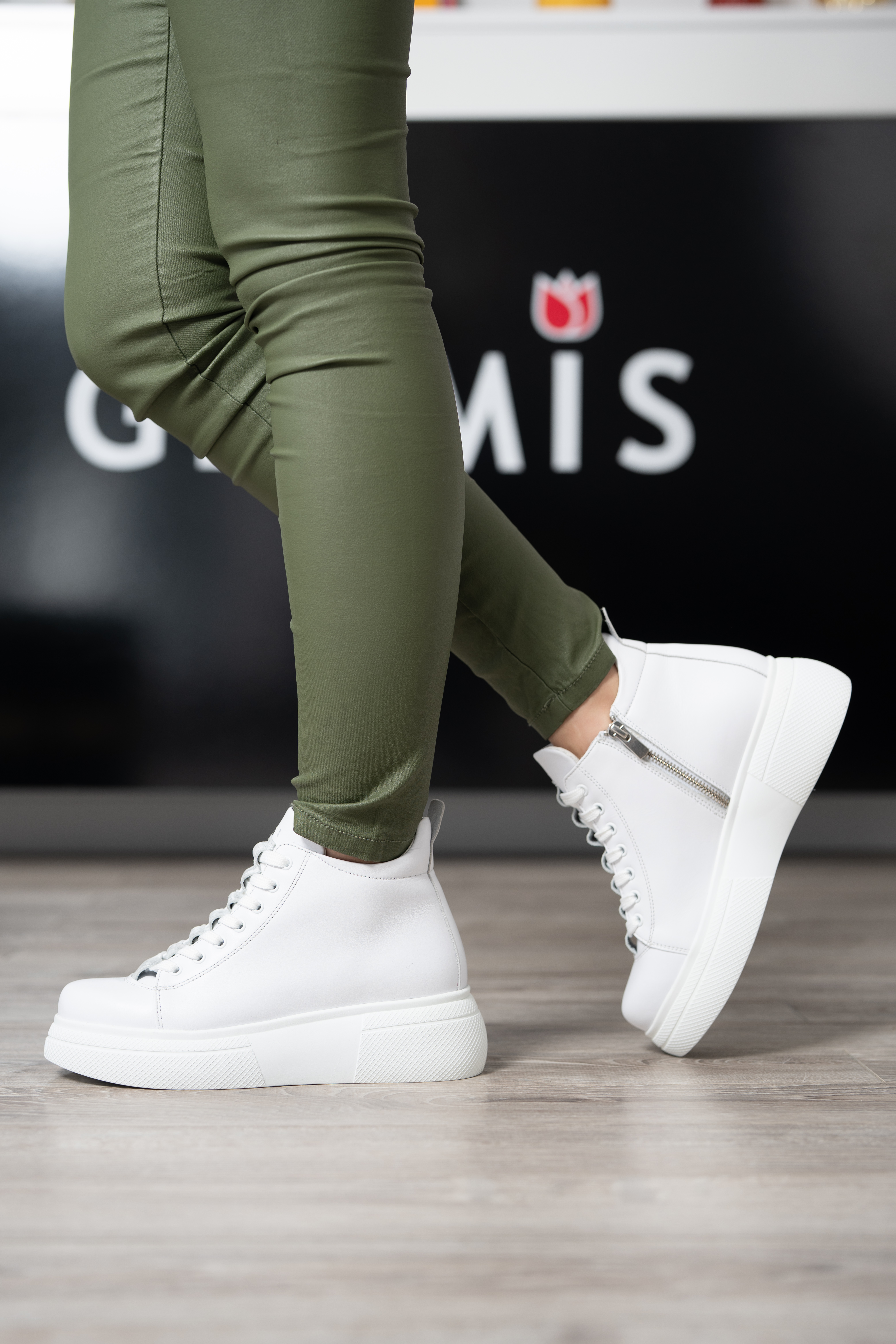 Ghete dama premium, Glemis, piele naturala - Cod: PS-asti-1135, Culoare: Alb Box, Marime: 38 (24.9 cm)