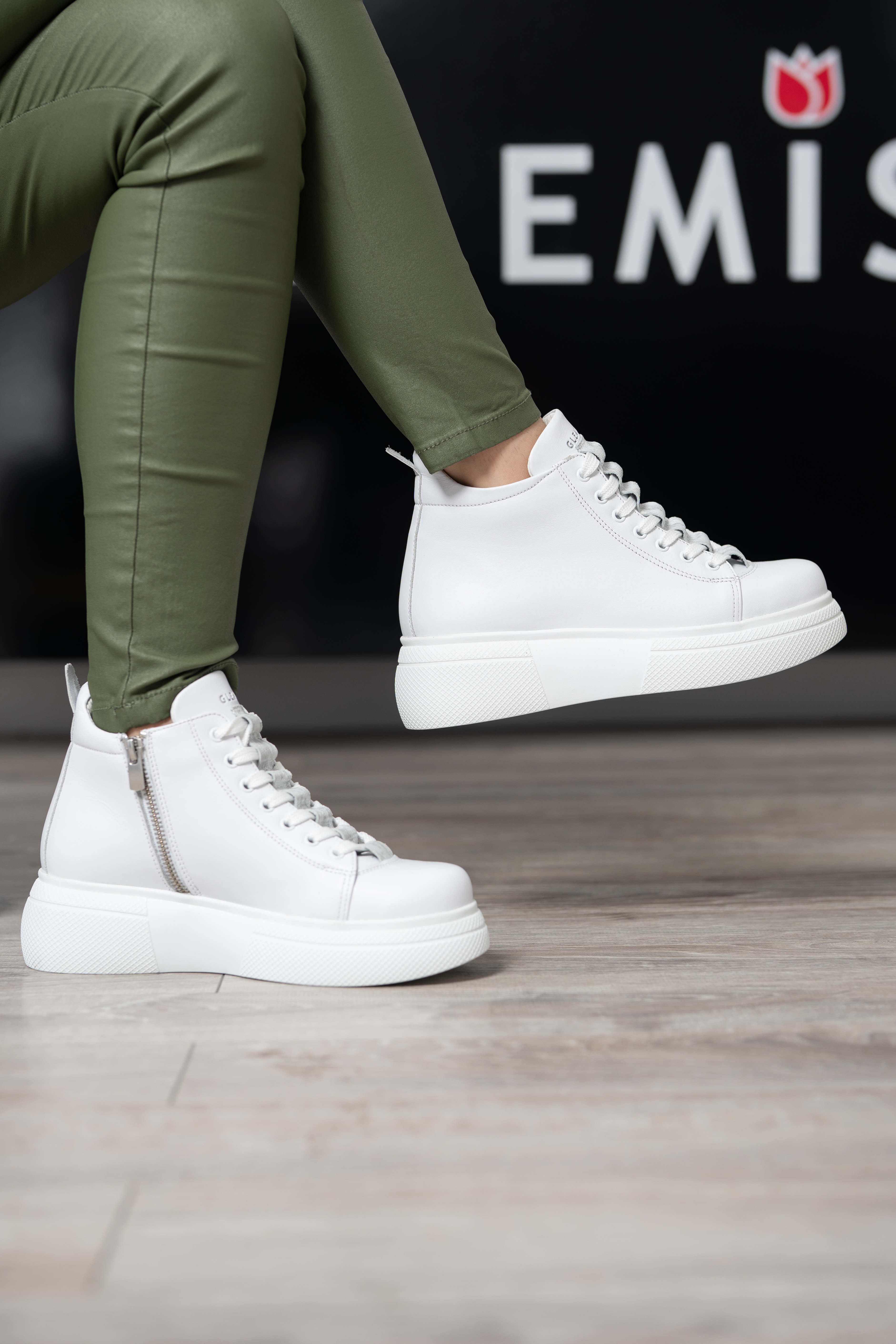 Ghete dama premium, Glemis, piele naturala - Cod: PS-asti-1135, Culoare: Alb Box, Marime: 38 (24.9 cm)