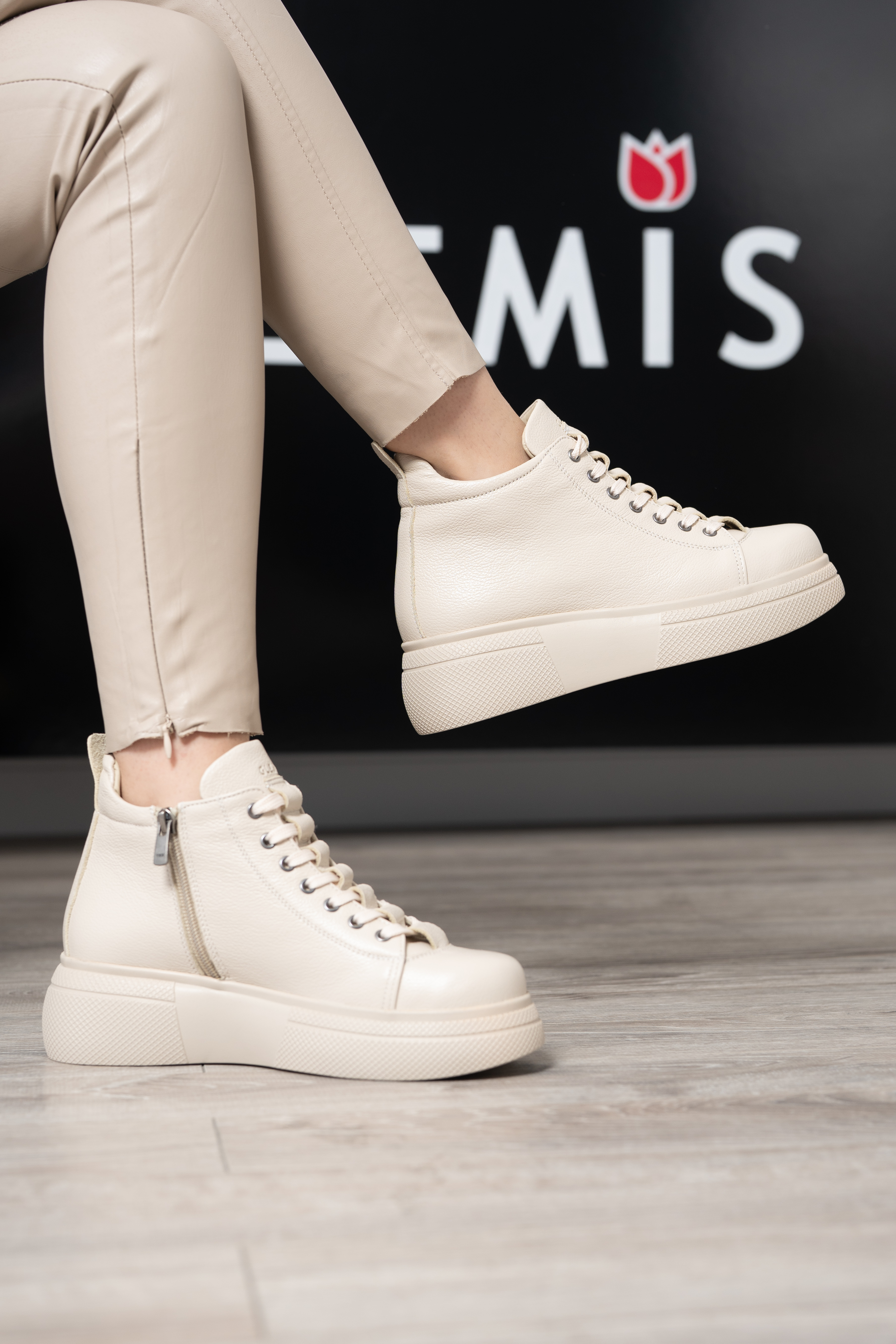 Ghete dama premium, Glemis, piele naturala - Cod: PS-asti-1135, Culoare: Bej Bizon, Marime: 38 (24.9 cm)