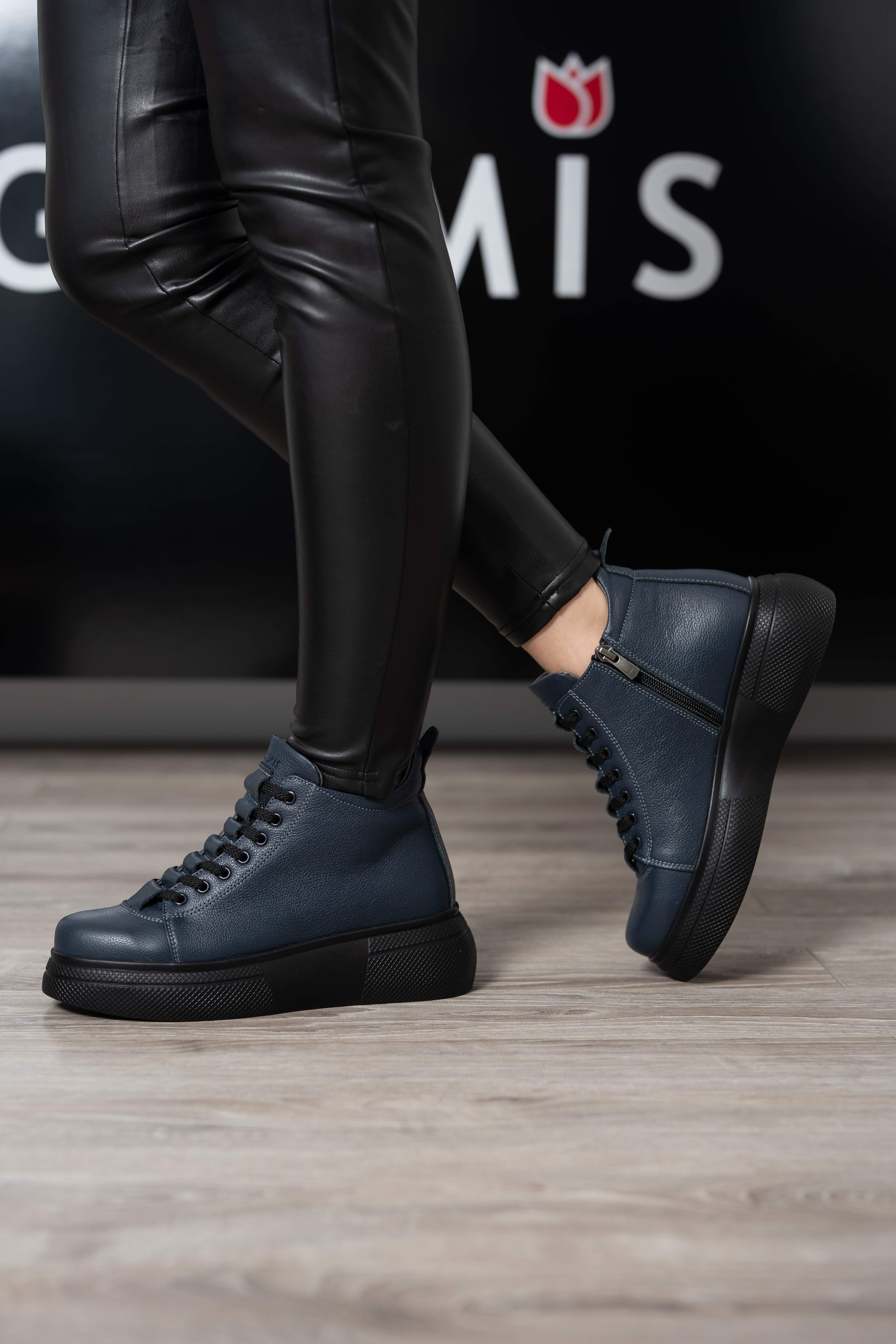 Ghete dama premium, Glemis, piele naturala - Cod: PS-asti-1135, Culoare: Blue Bizon, Marime: 38 (24.9 cm)