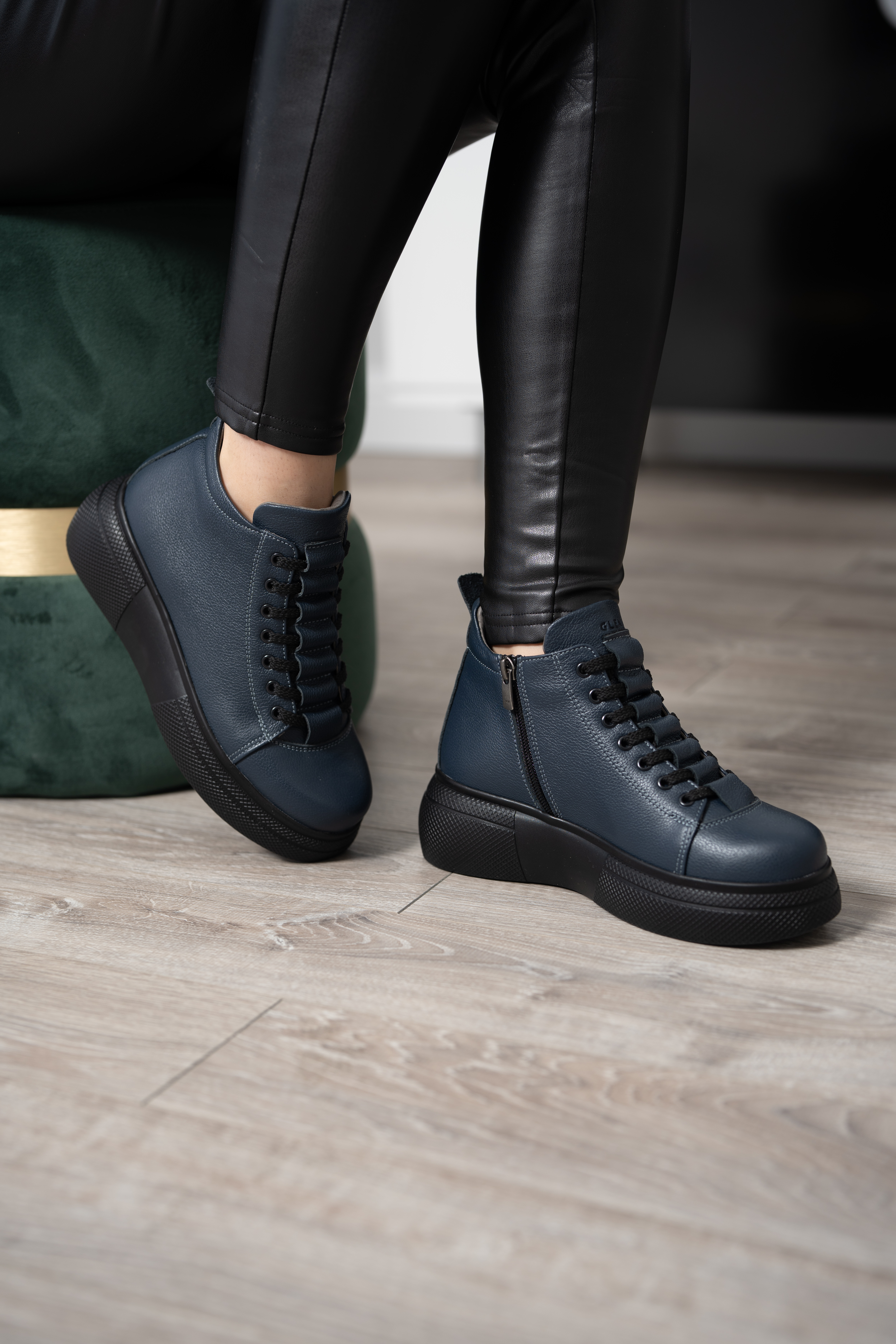 Ghete dama premium, Glemis, piele naturala - Cod: PS-asti-1135, Culoare: Blue Bizon, Marime: 38 (24.9 cm)