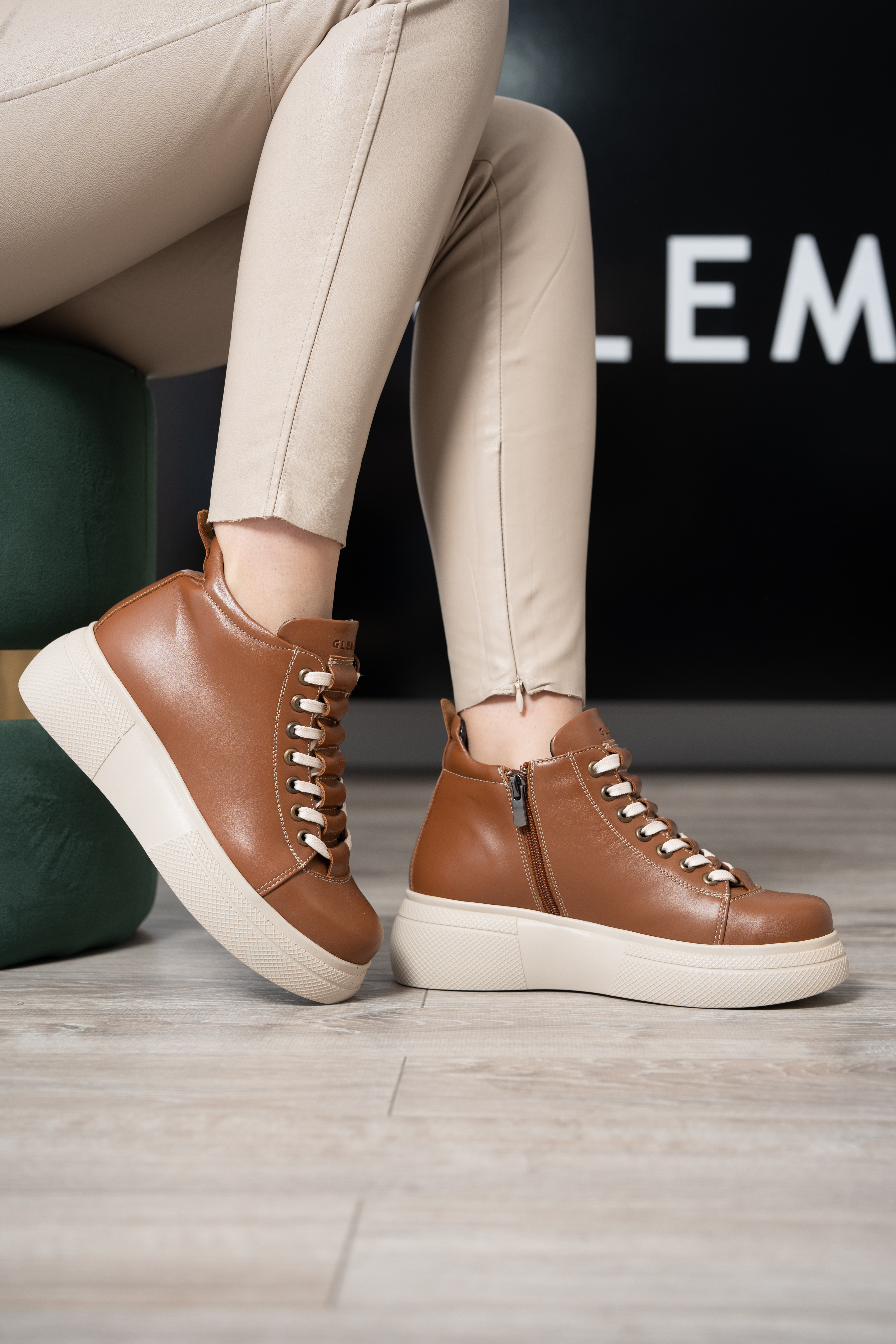 Ghete dama premium, Glemis, piele naturala - Cod: PS-asti-1135, Culoare: Maro Box, Marime: 38 (24.9 cm)