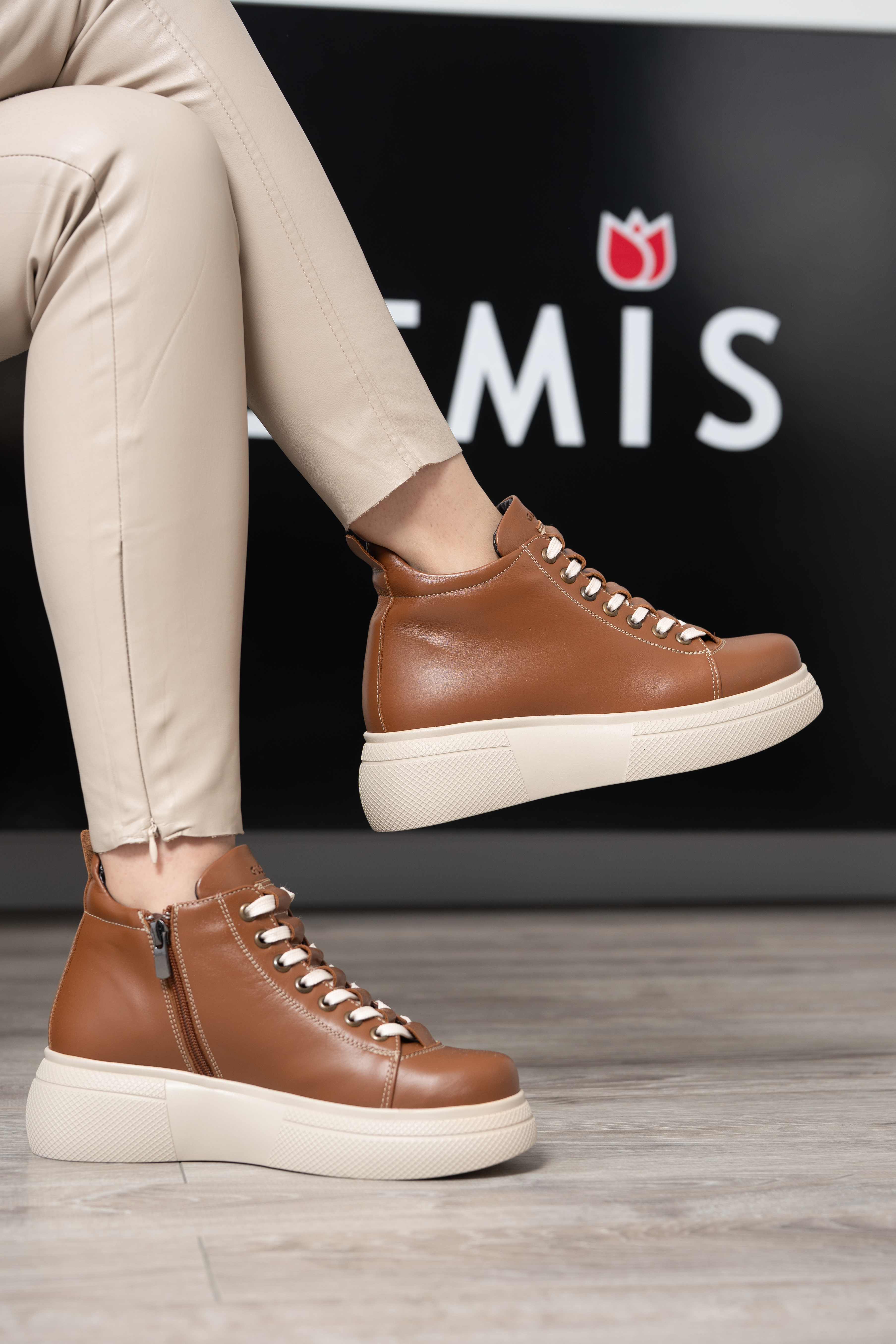 Ghete dama premium, Glemis, piele naturala - Cod: PS-asti-1135, Culoare: Maro Box, Marime: 38 (24.9 cm)