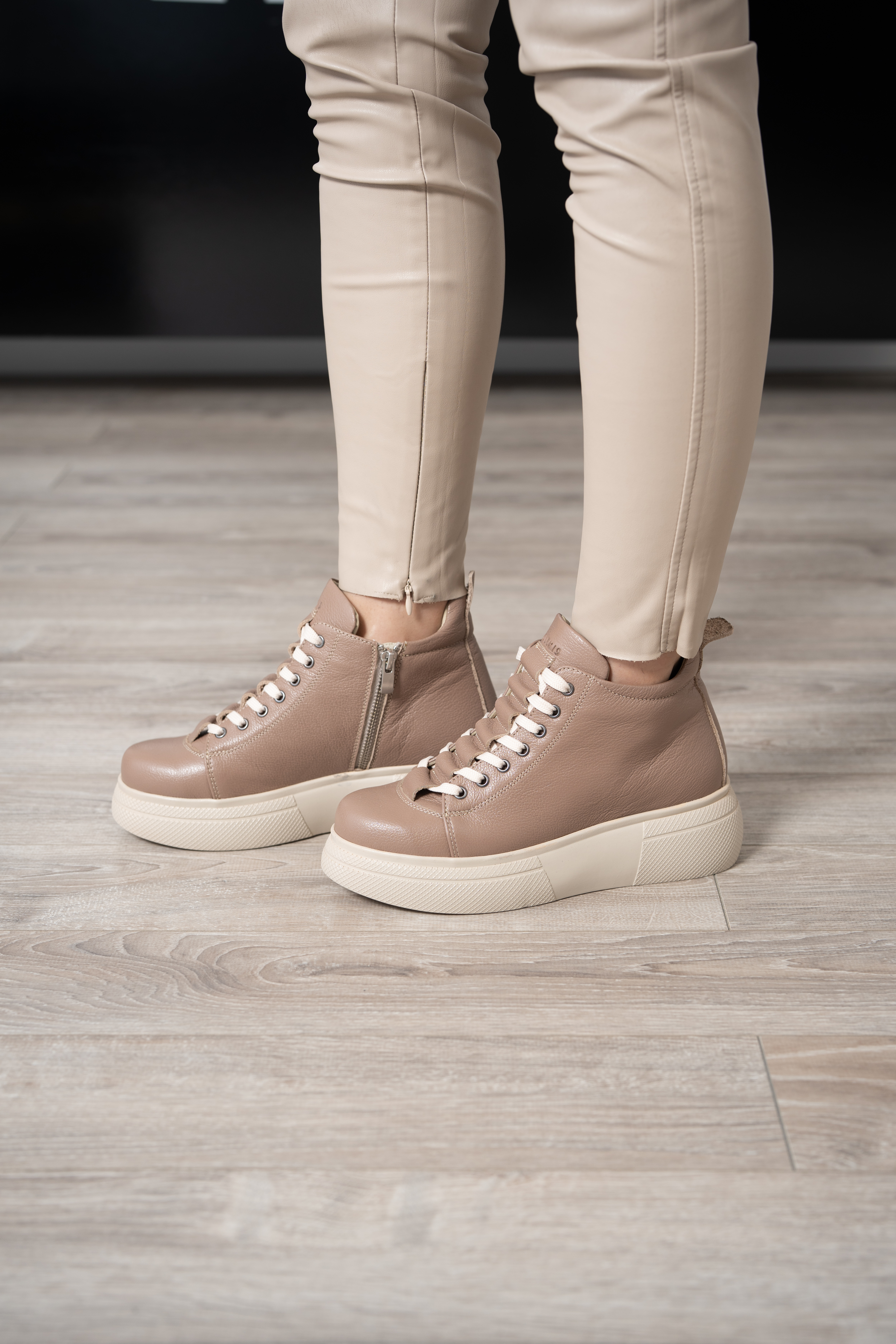 Ghete dama premium, Glemis, piele naturala - Cod: PS-asti-1135, Culoare: Taupe Bizon, Marime: 38 (24.9 cm)