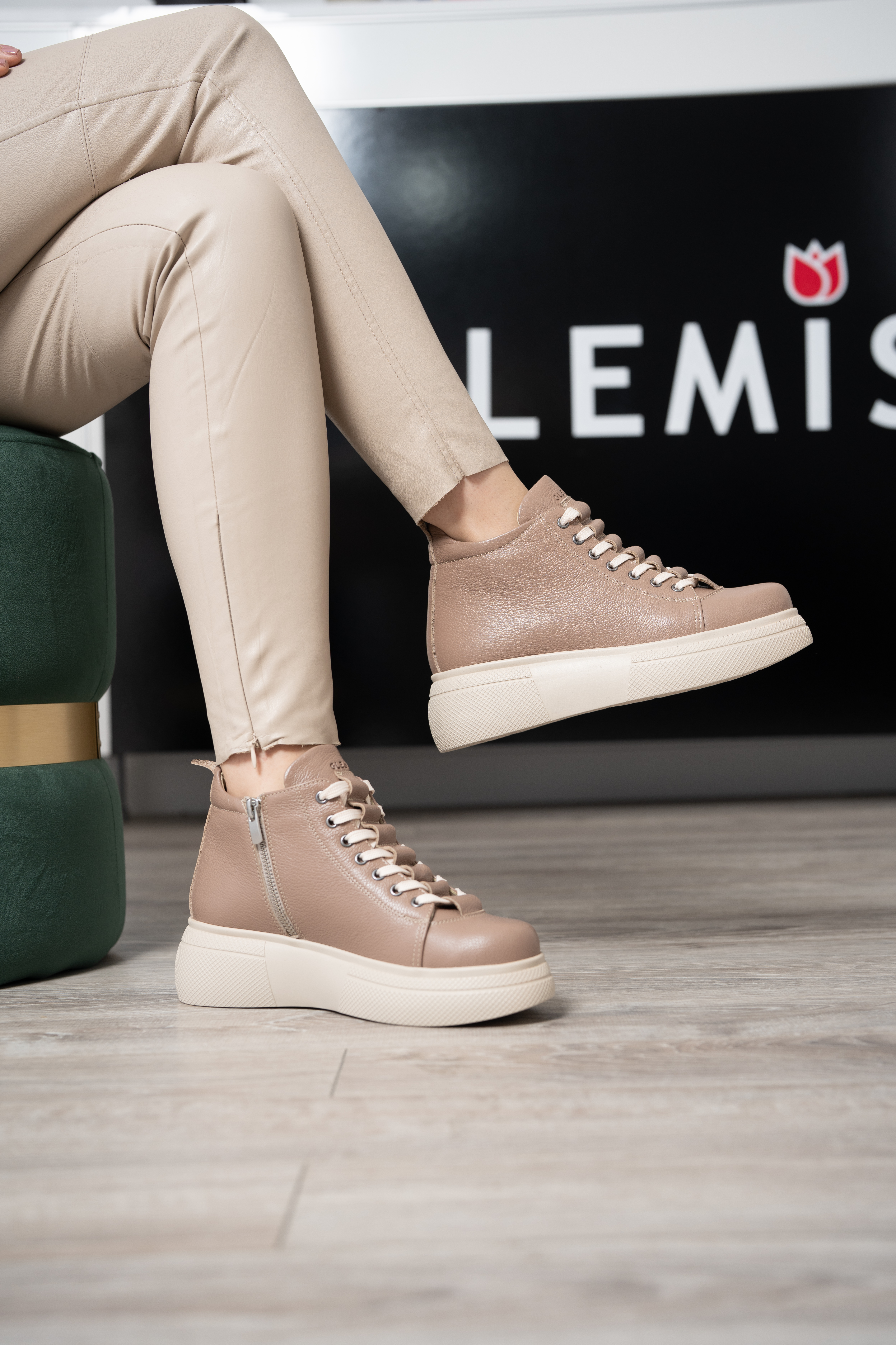 Ghete dama premium, Glemis, piele naturala - Cod: PS-asti-1135, Culoare: Taupe Bizon, Marime: 38 (24.9 cm)