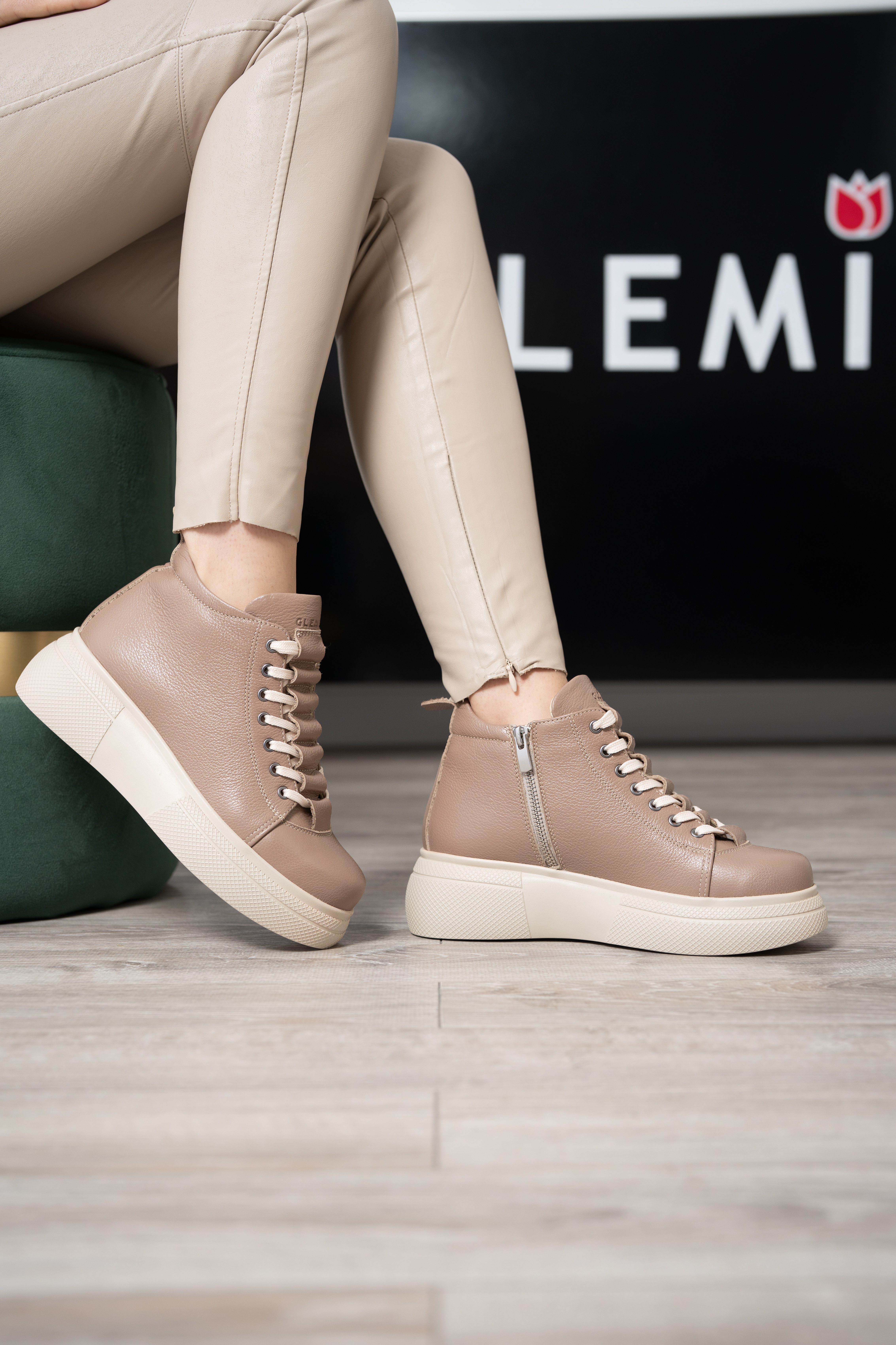 Ghete dama premium, Glemis, piele naturala - Cod: PS-asti-1135, Culoare: Taupe Bizon, Marime: 38 (24.9 cm)