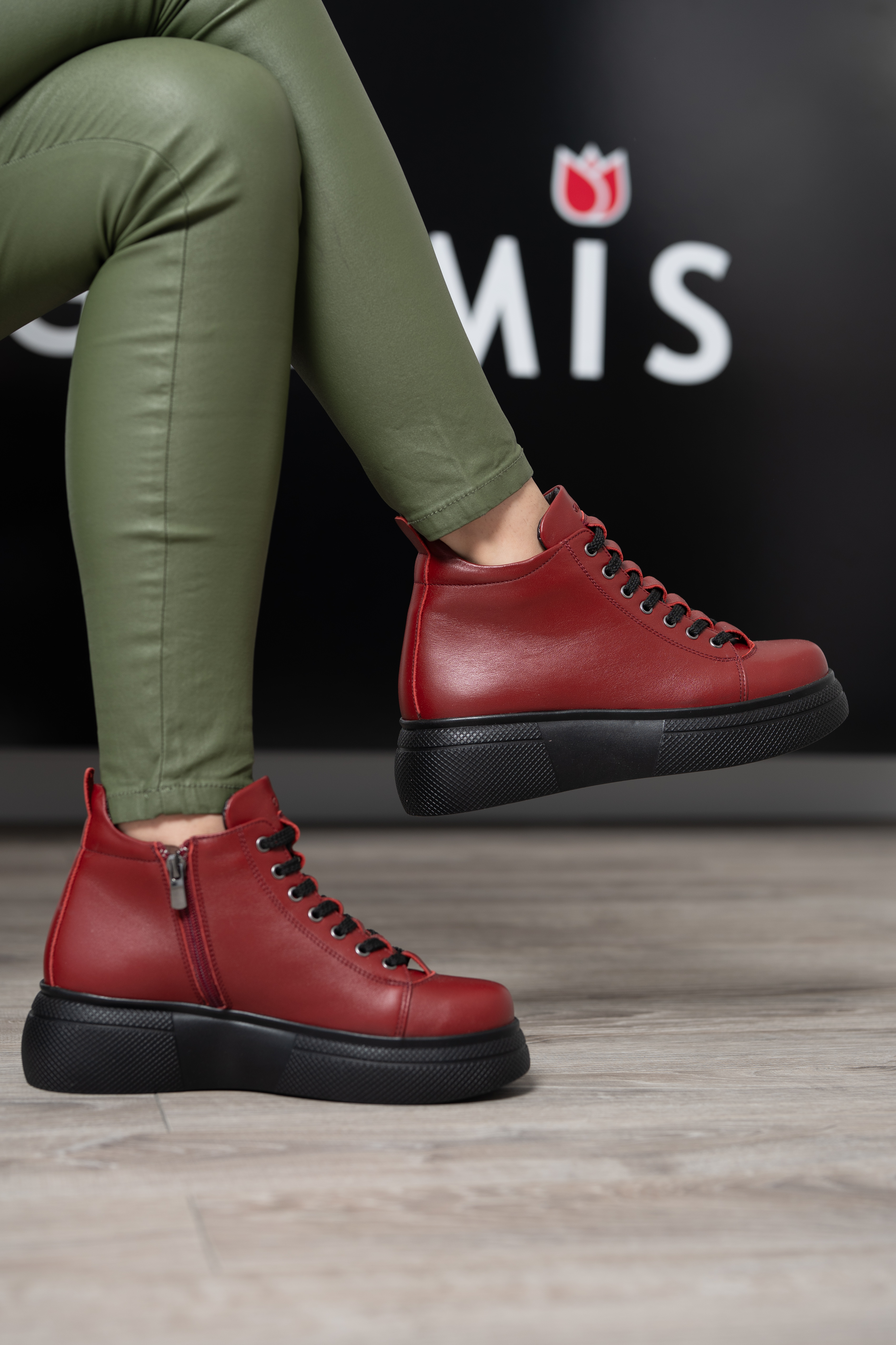 Ghete dama premium, Glemis, piele naturala - Cod: PS-asti-1135, Culoare: Visiniu Box, Marime: 38 (24.9 cm)