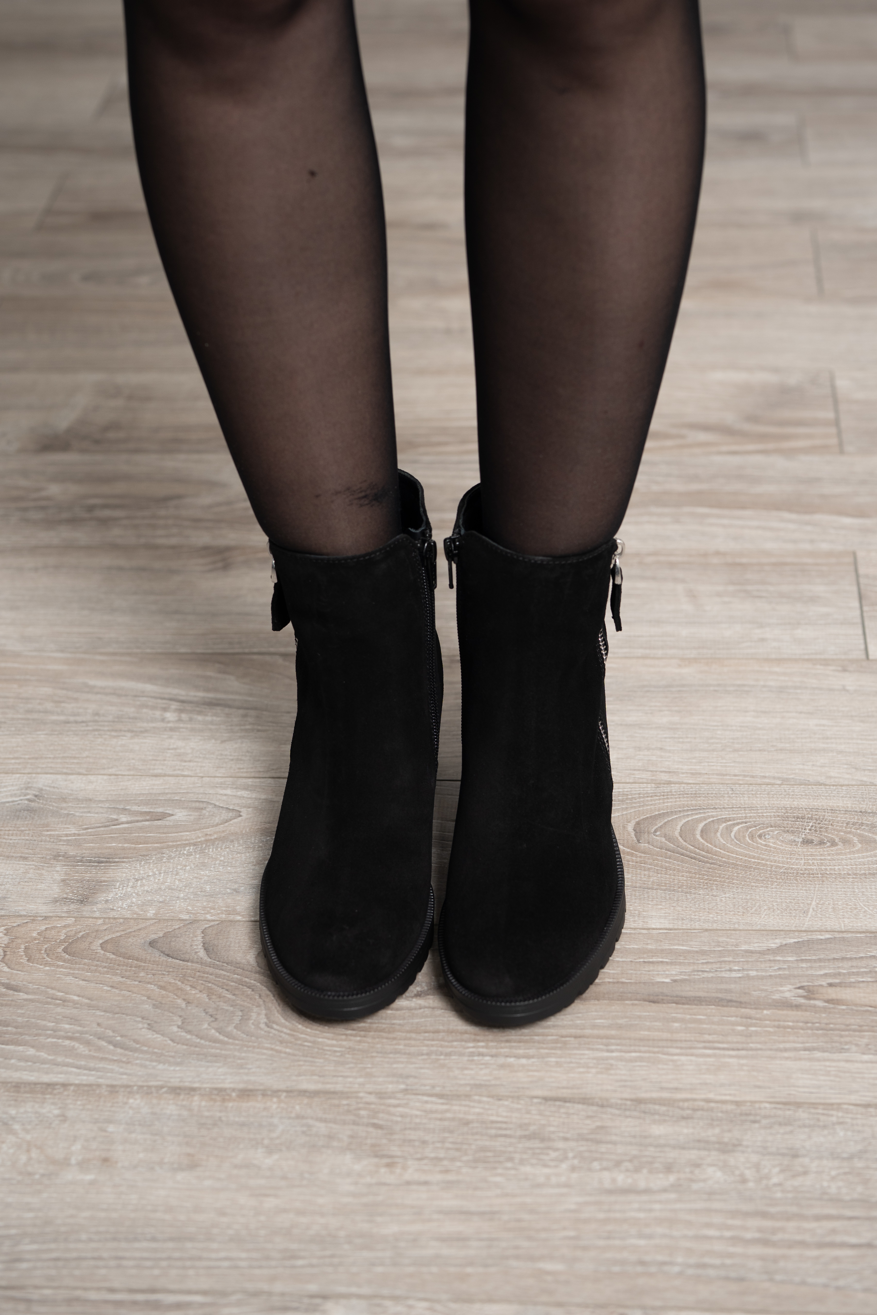 Ghete dama clasic, Glemis, piele naturala - Cod: PS-athena-160, Culoare: Negru Velur, Marime: 38 (24.6 cm)