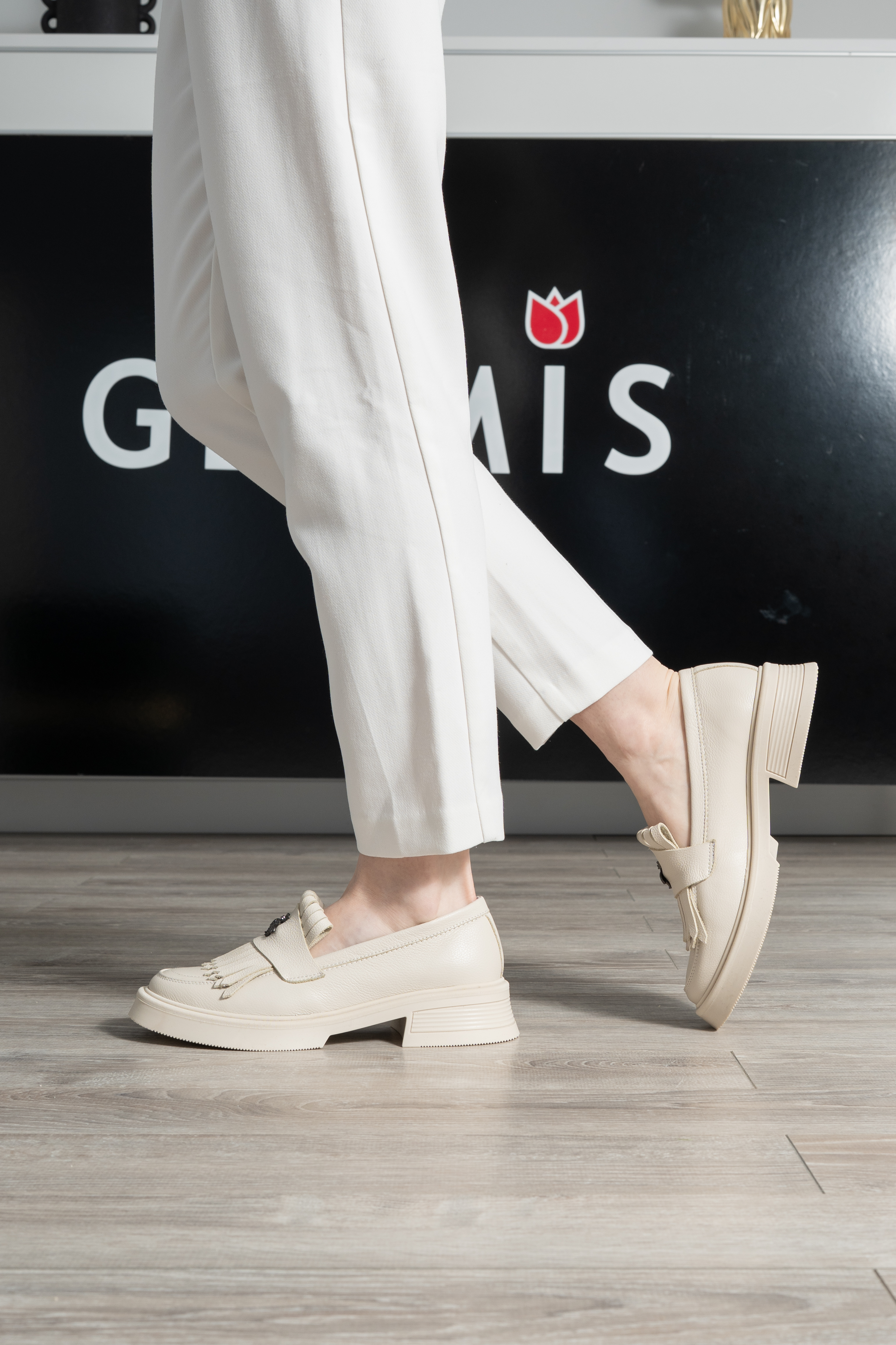 Mocasini dama, Glemis, piele naturala - Model: PS-cloe-1155, Culoare: Bej Bizon, Marime: 38 (24.8 cm)