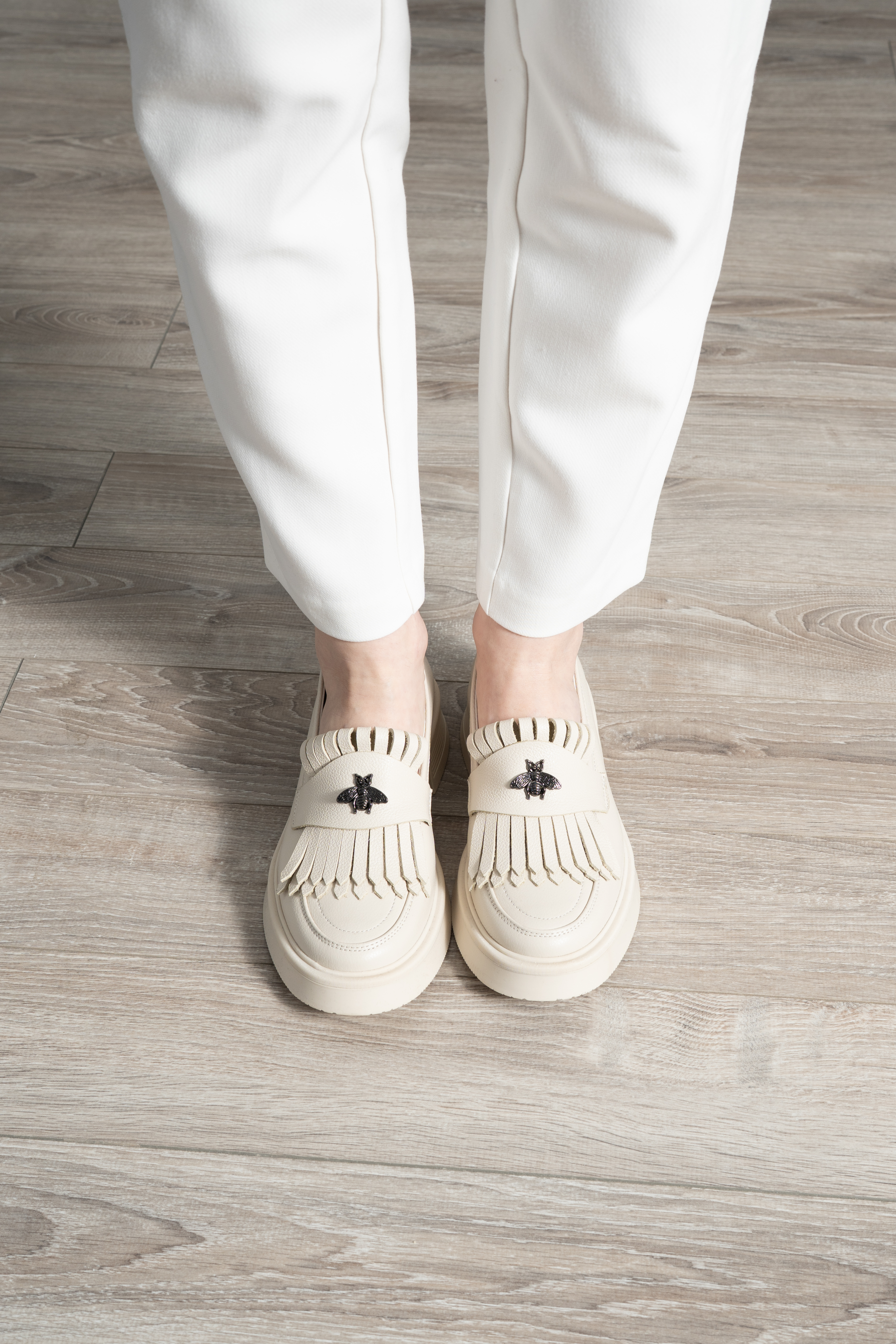 Mocasini dama, Glemis, piele naturala - Model: PS-cloe-1155, Culoare: Bej Bizon, Marime: 38 (24.8 cm)
