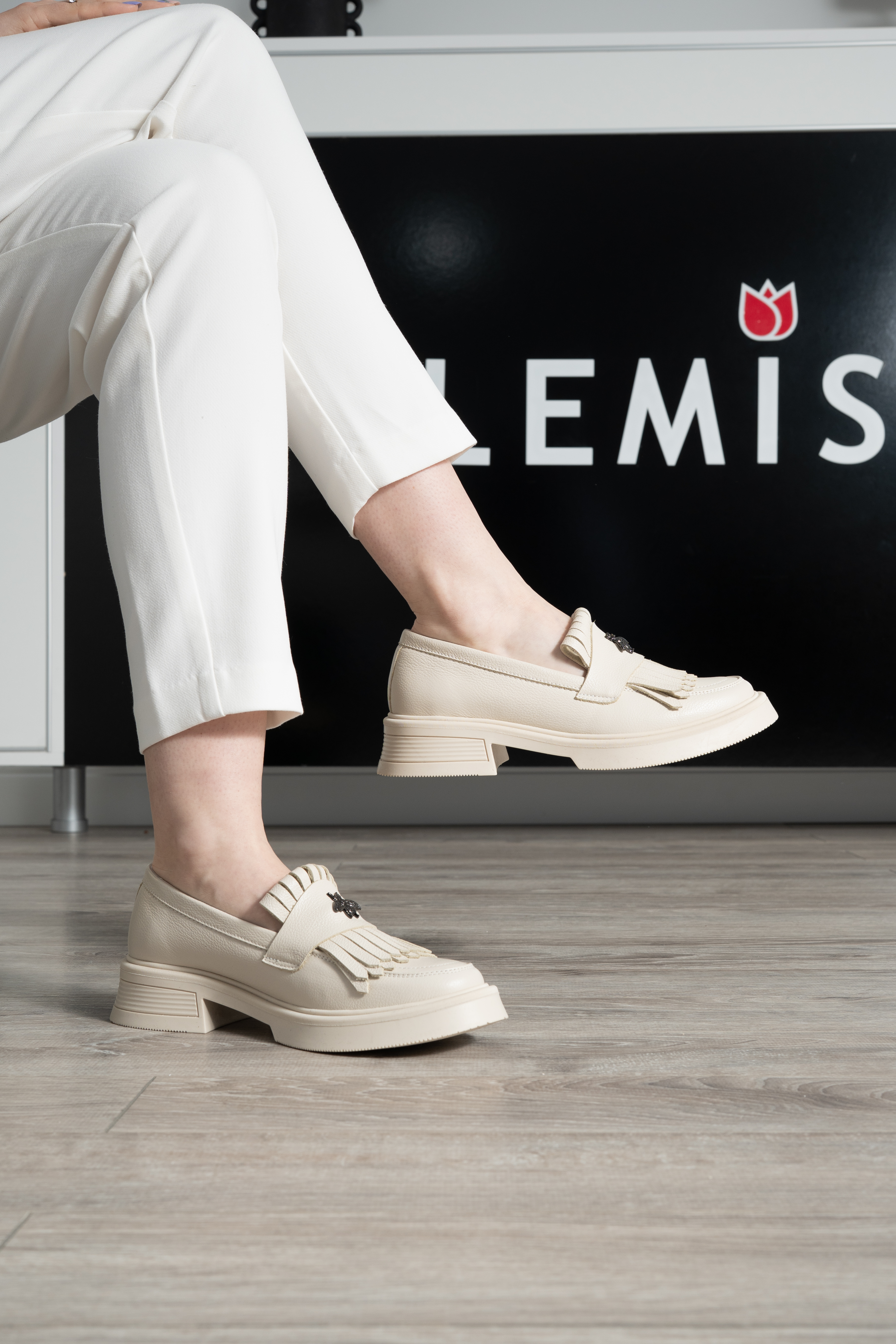 Mocasini dama, Glemis, piele naturala - Model: PS-cloe-1155, Culoare: Bej Bizon, Marime: 38 (24.8 cm)