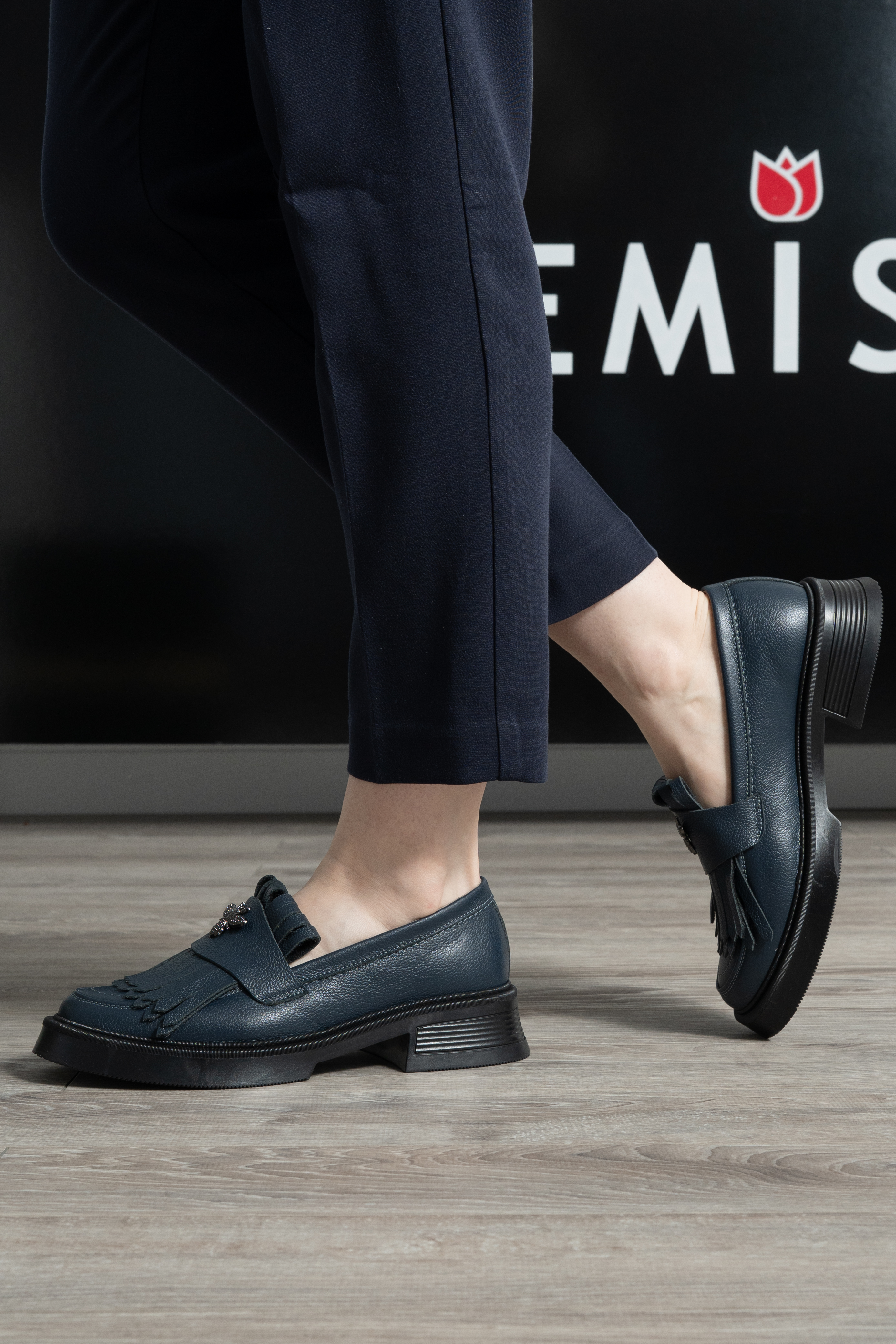 Mocasini dama, Glemis, piele naturala - Model: PS-cloe-1155, Culoare: Blue Bizon, Marime: 38 (24.8 cm)