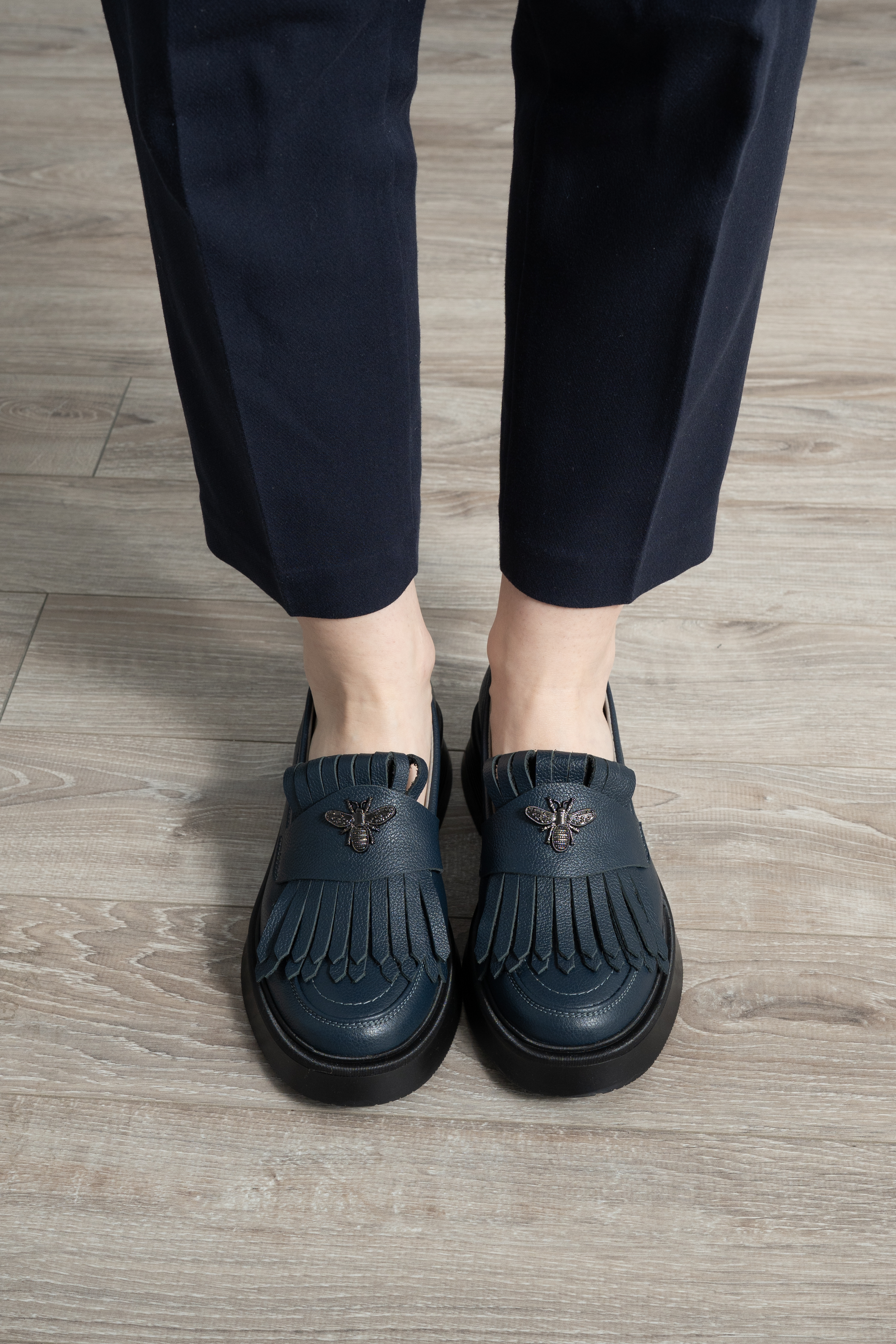 Mocasini dama, Glemis, piele naturala - Model: PS-cloe-1155, Culoare: Blue Bizon, Marime: 38 (24.8 cm)