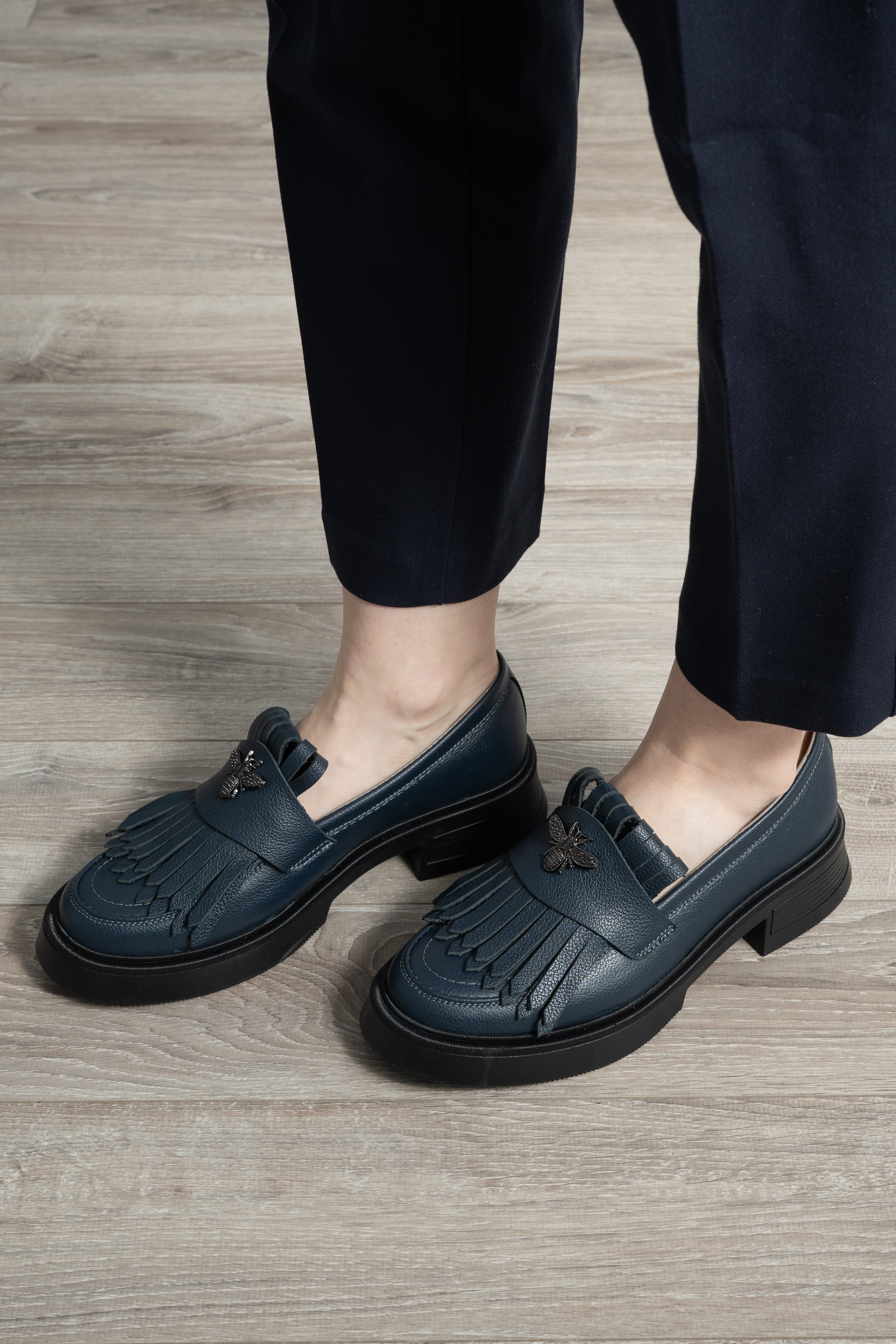 Mocasini dama, Glemis, piele naturala - Model: PS-cloe-1155, Culoare: Blue Bizon, Marime: 38 (24.8 cm)