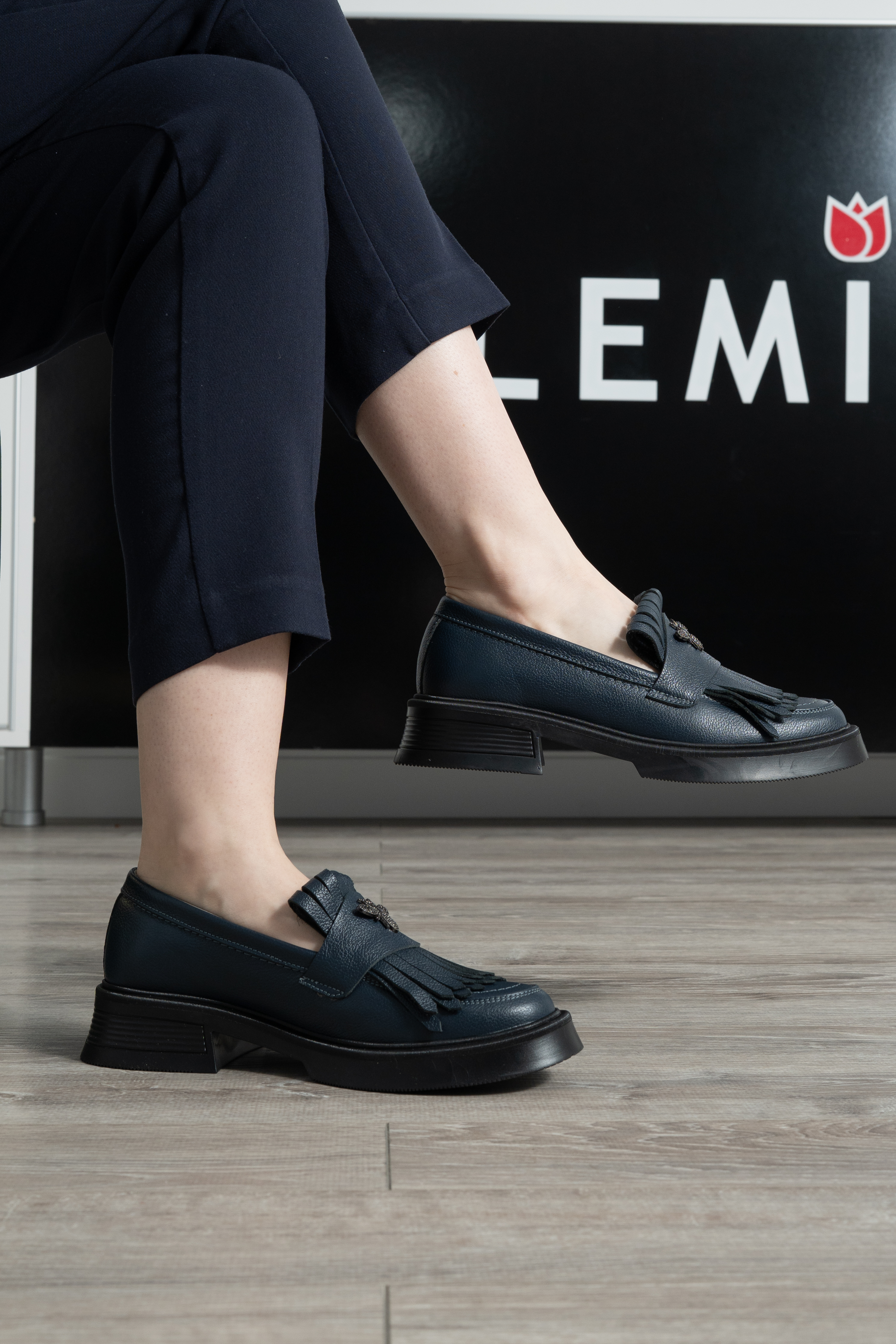Mocasini dama, Glemis, piele naturala - Model: PS-cloe-1155, Culoare: Blue Bizon, Marime: 38 (24.8 cm)