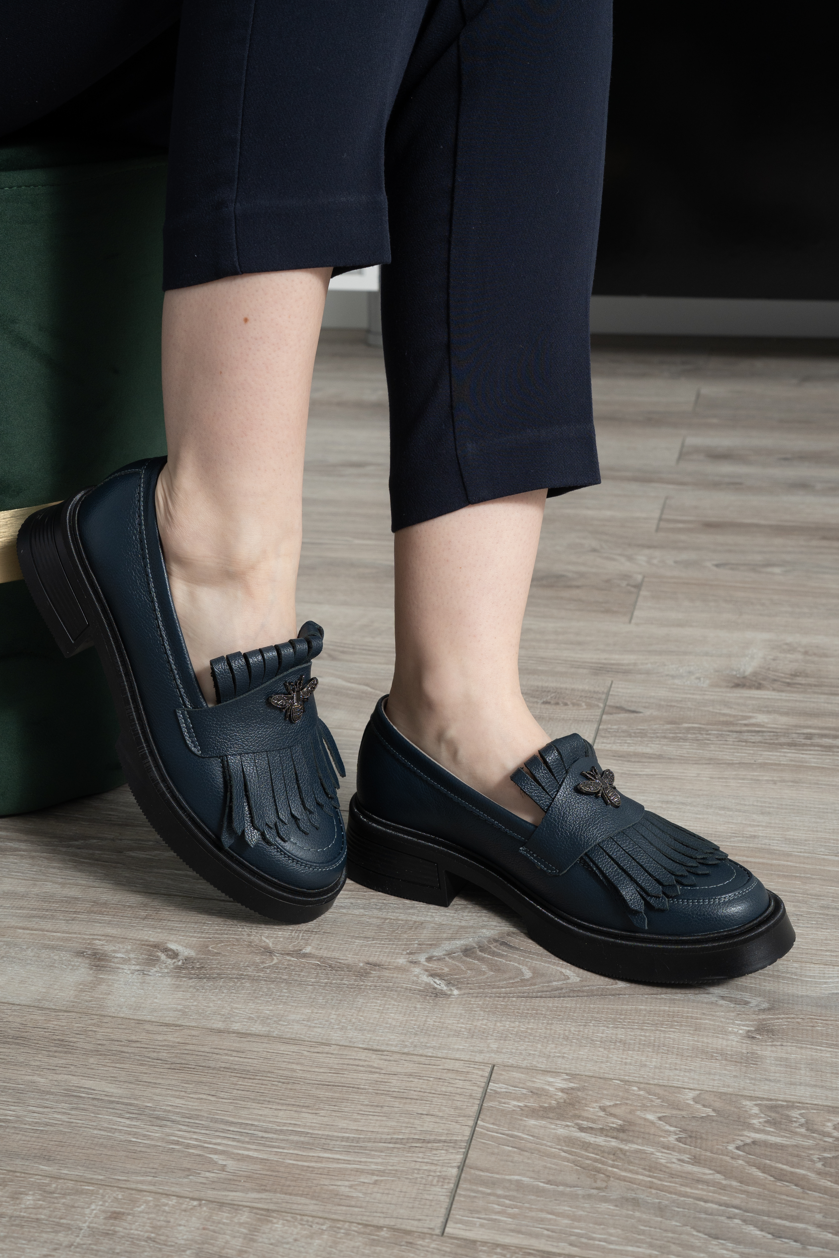 Mocasini dama, Glemis, piele naturala - Model: PS-cloe-1155, Culoare: Blue Bizon, Marime: 38 (24.8 cm)