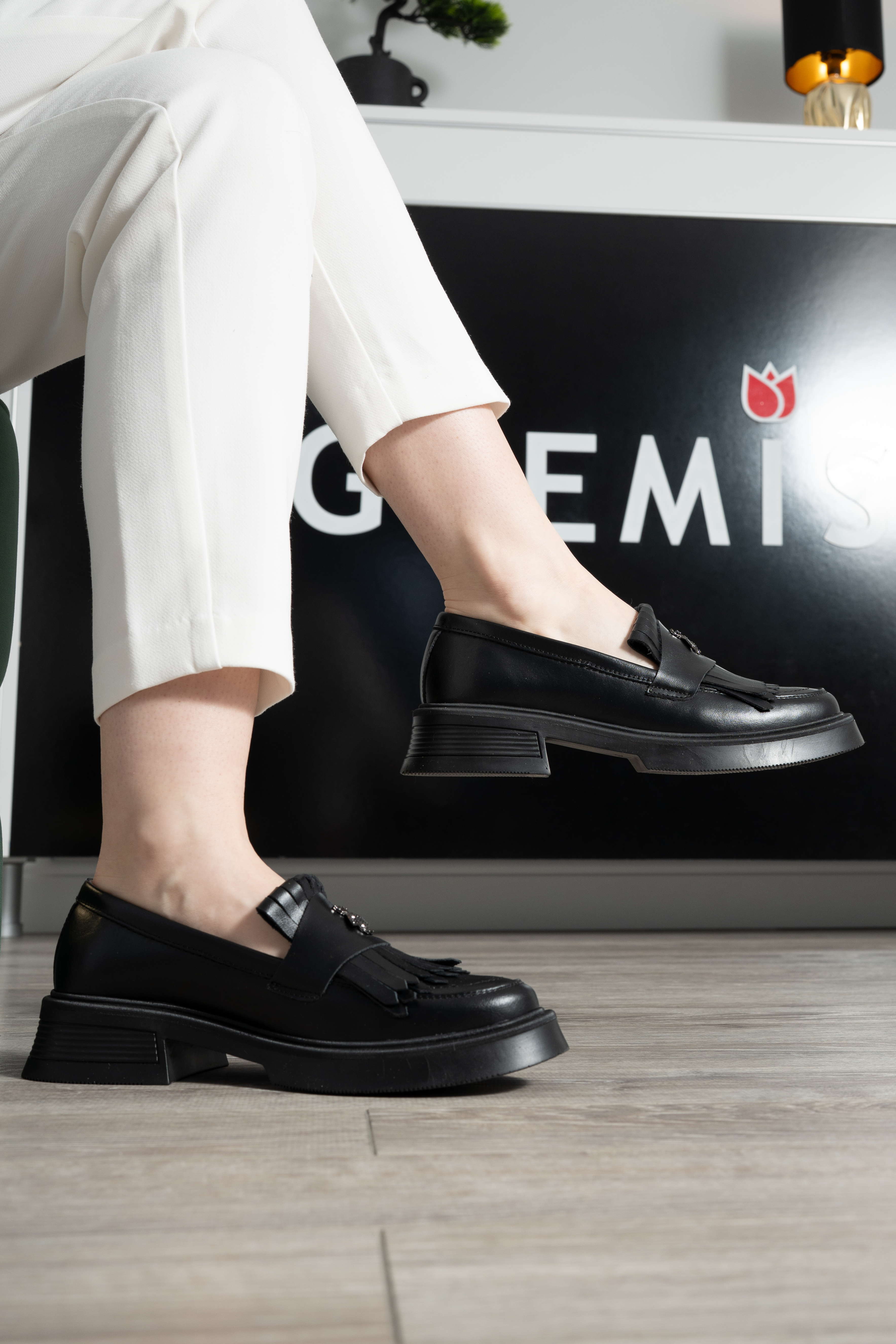 Mocasini dama, Glemis, piele naturala - Model: PS-cloe-1155, Culoare: Negru Box, Marime: 38 (24.8 cm)