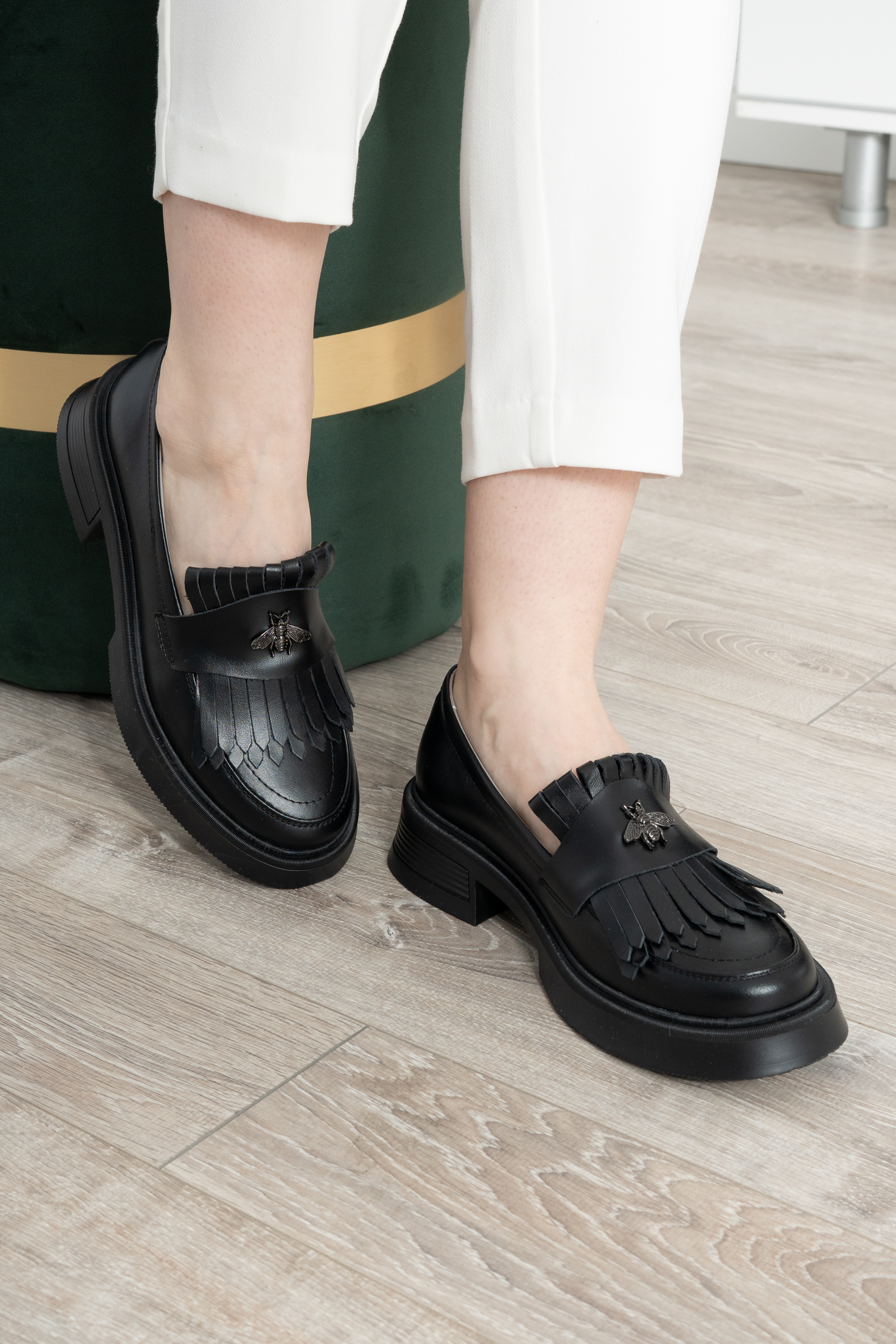 Mocasini dama, Glemis, piele naturala - Model: PS-cloe-1155, Culoare: Negru Box, Marime: 38 (24.8 cm)