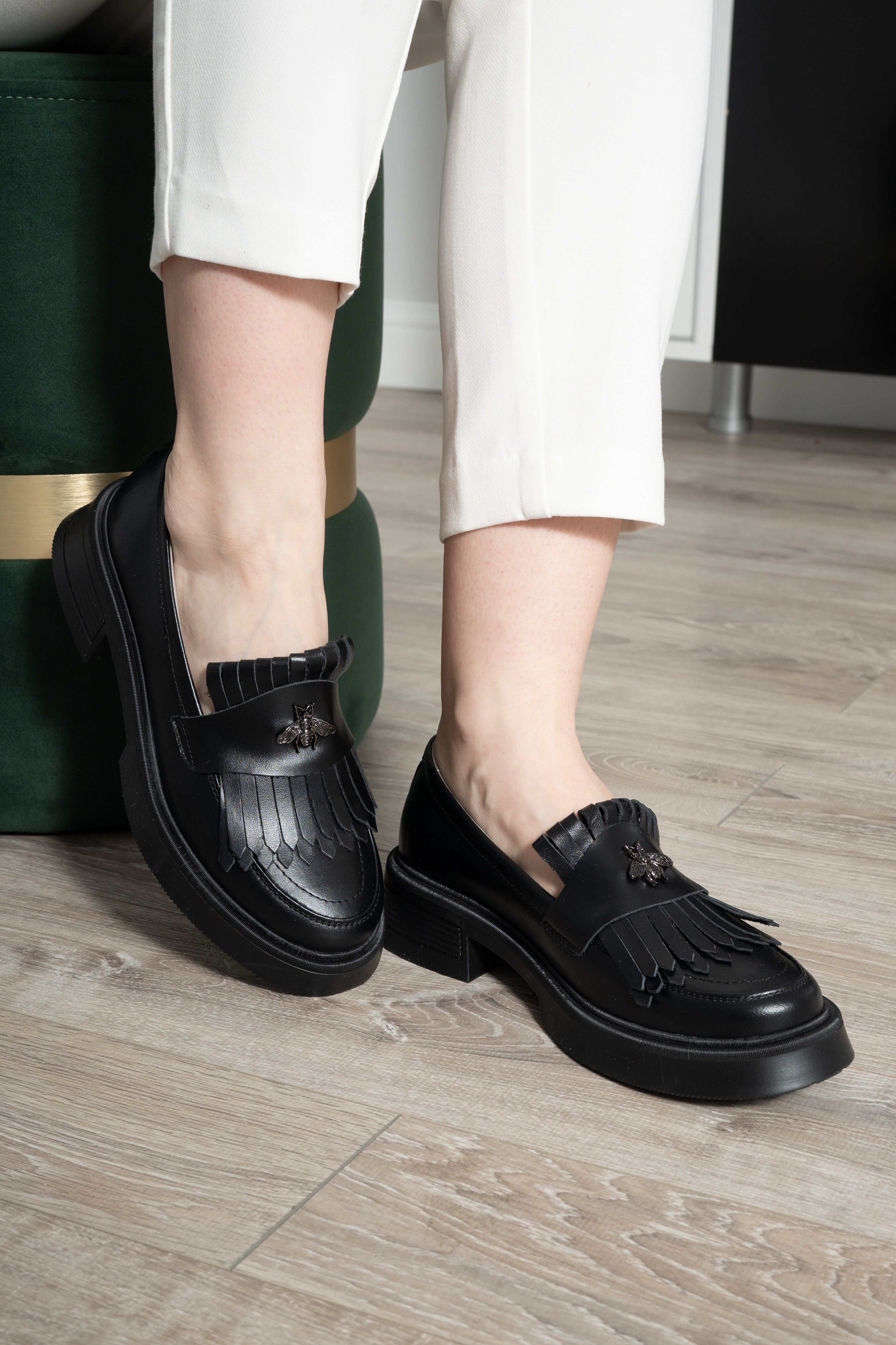 Mocasini dama, Glemis, piele naturala - Model: PS-cloe-1155, Culoare: Negru Box, Marime: 38 (24.8 cm)