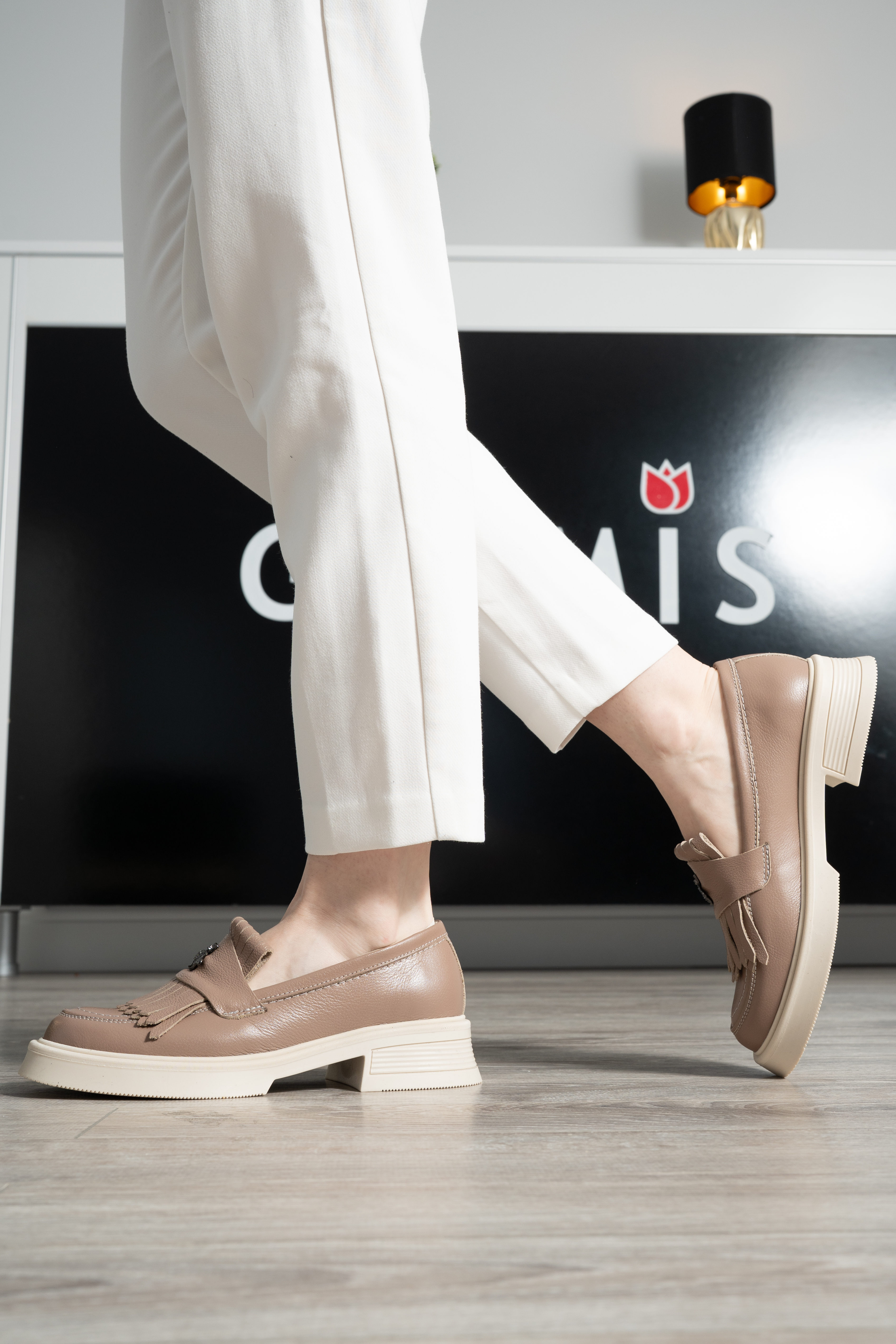 Mocasini dama, Glemis, piele naturala - Model: PS-cloe-1155, Culoare: Taupe Bizon, Marime: 38 (24.8 cm)