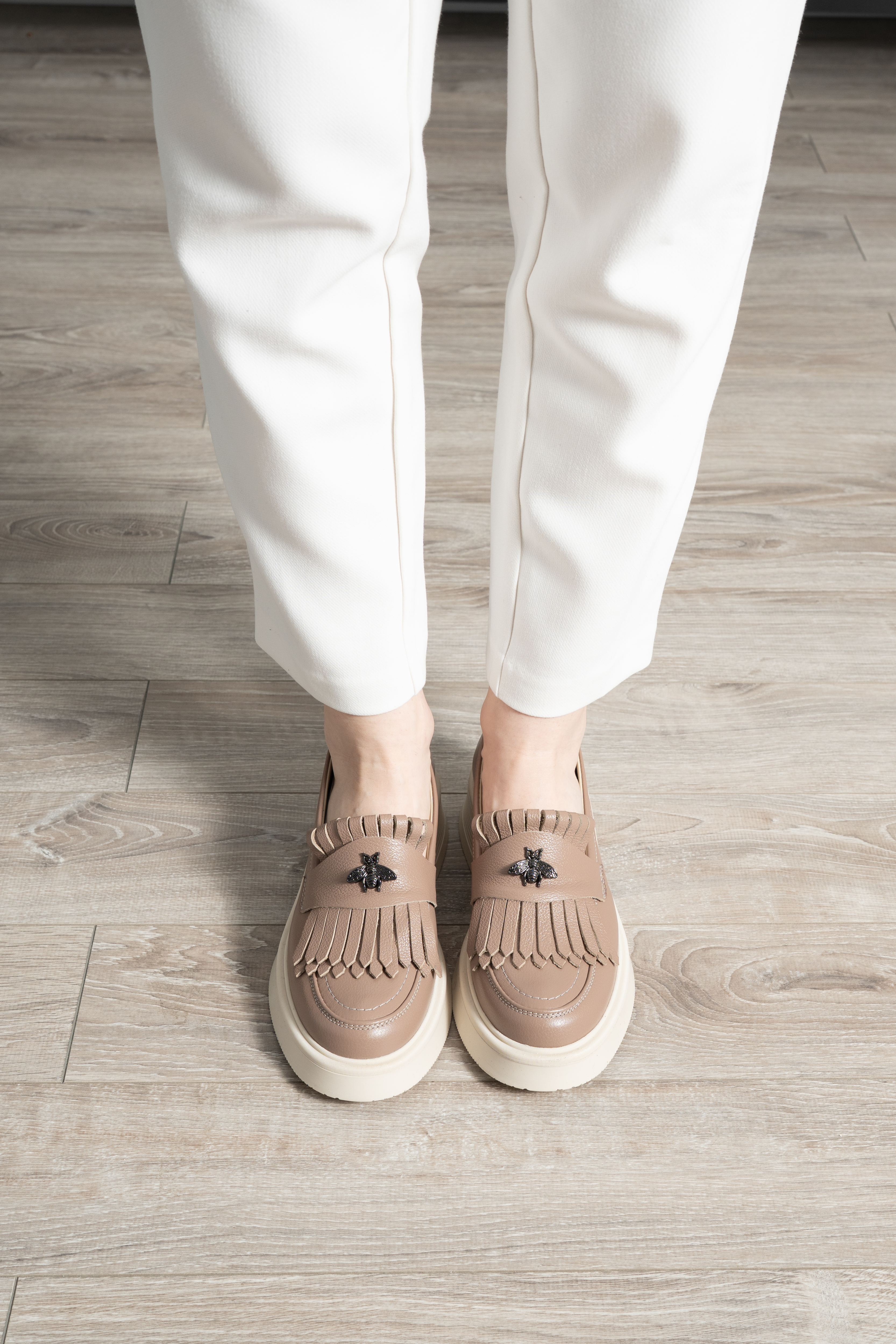 Mocasini dama, Glemis, piele naturala - Model: PS-cloe-1155, Culoare: Taupe Bizon, Marime: 38 (24.8 cm)
