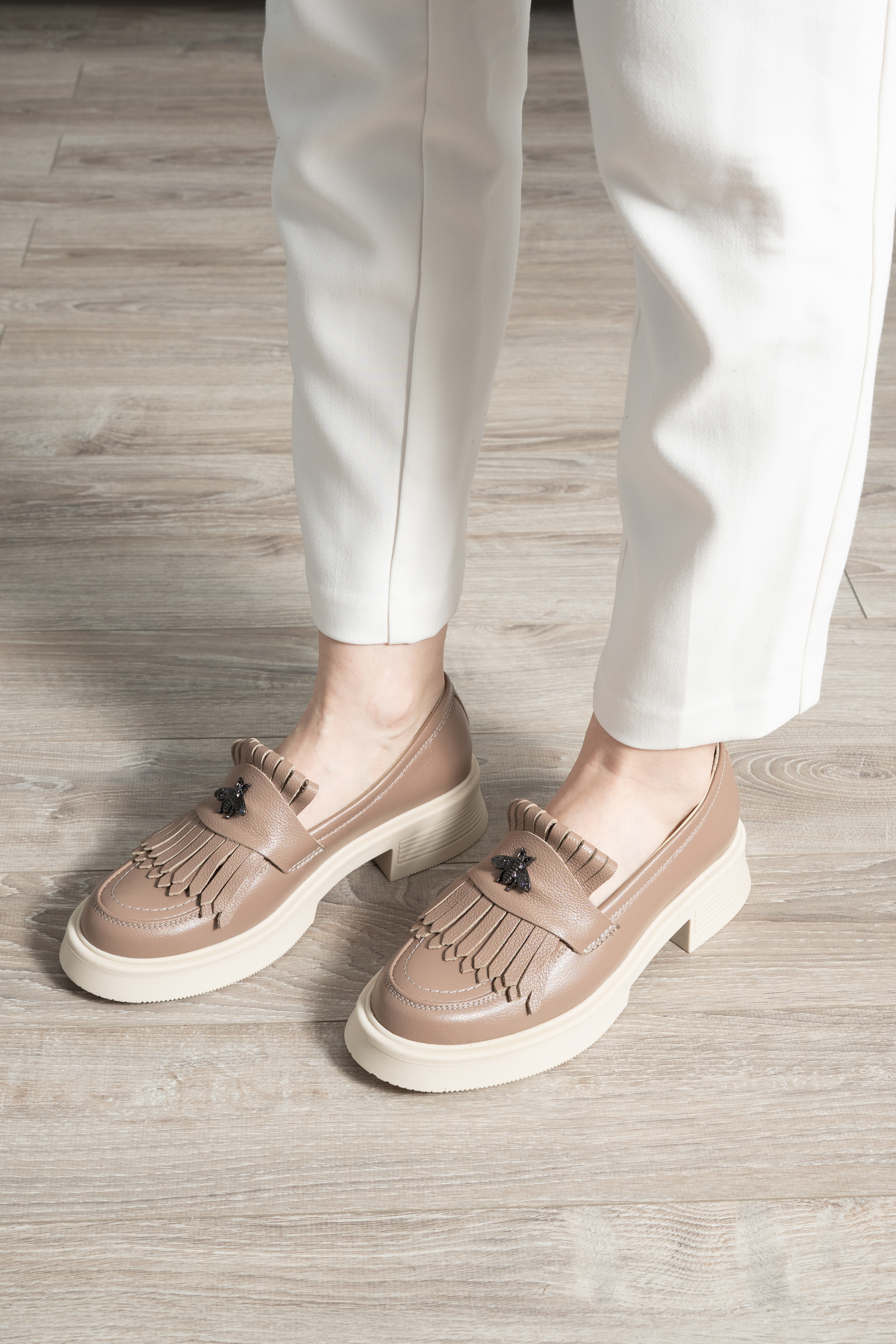 Mocasini dama, Glemis, piele naturala - Model: PS-cloe-1155, Culoare: Taupe Bizon, Marime: 38 (24.8 cm)