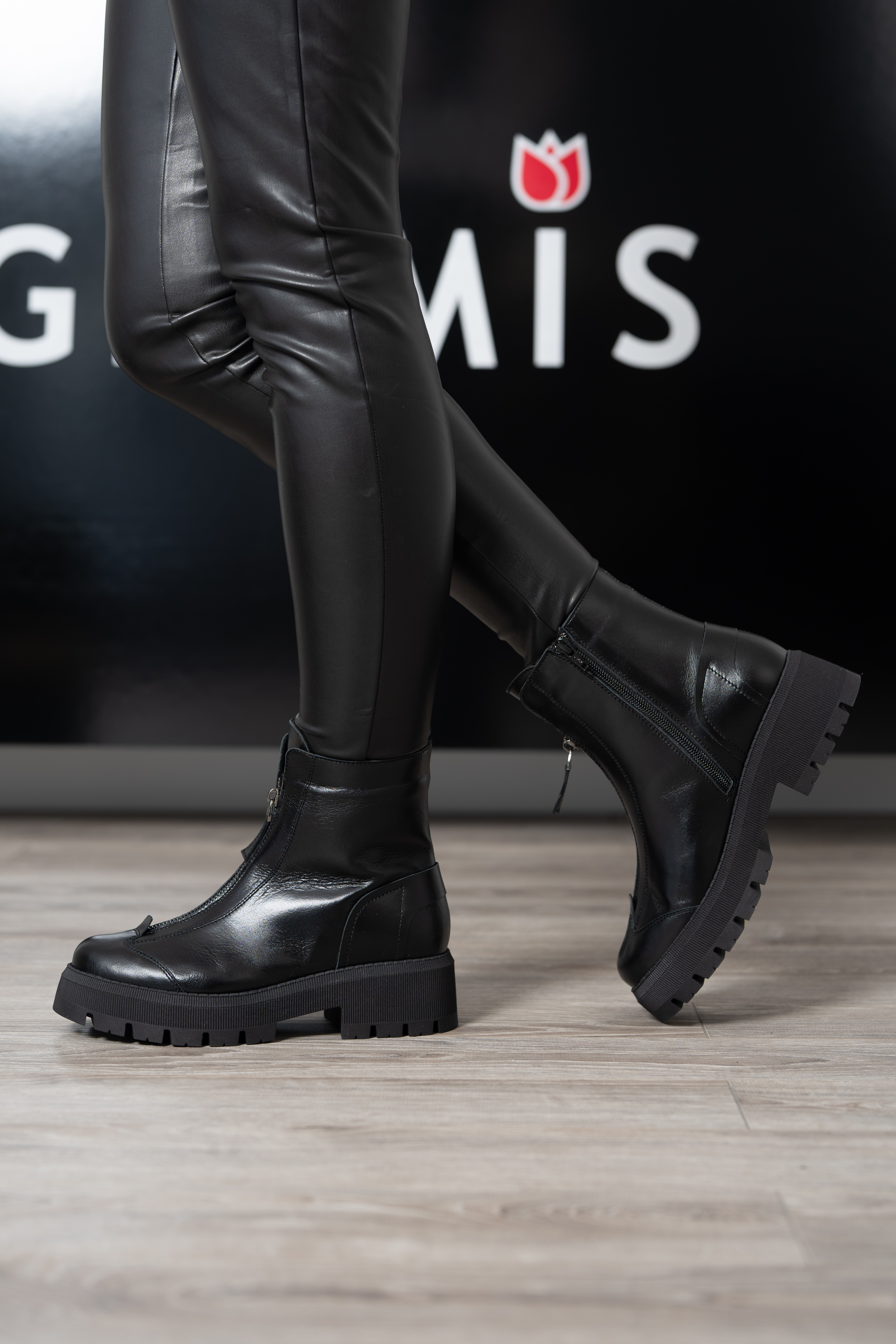 Ghete dama premium, Glemis, piele naturala - Cod: PS-1075-B, Culoare: Negru, Marime: 38
