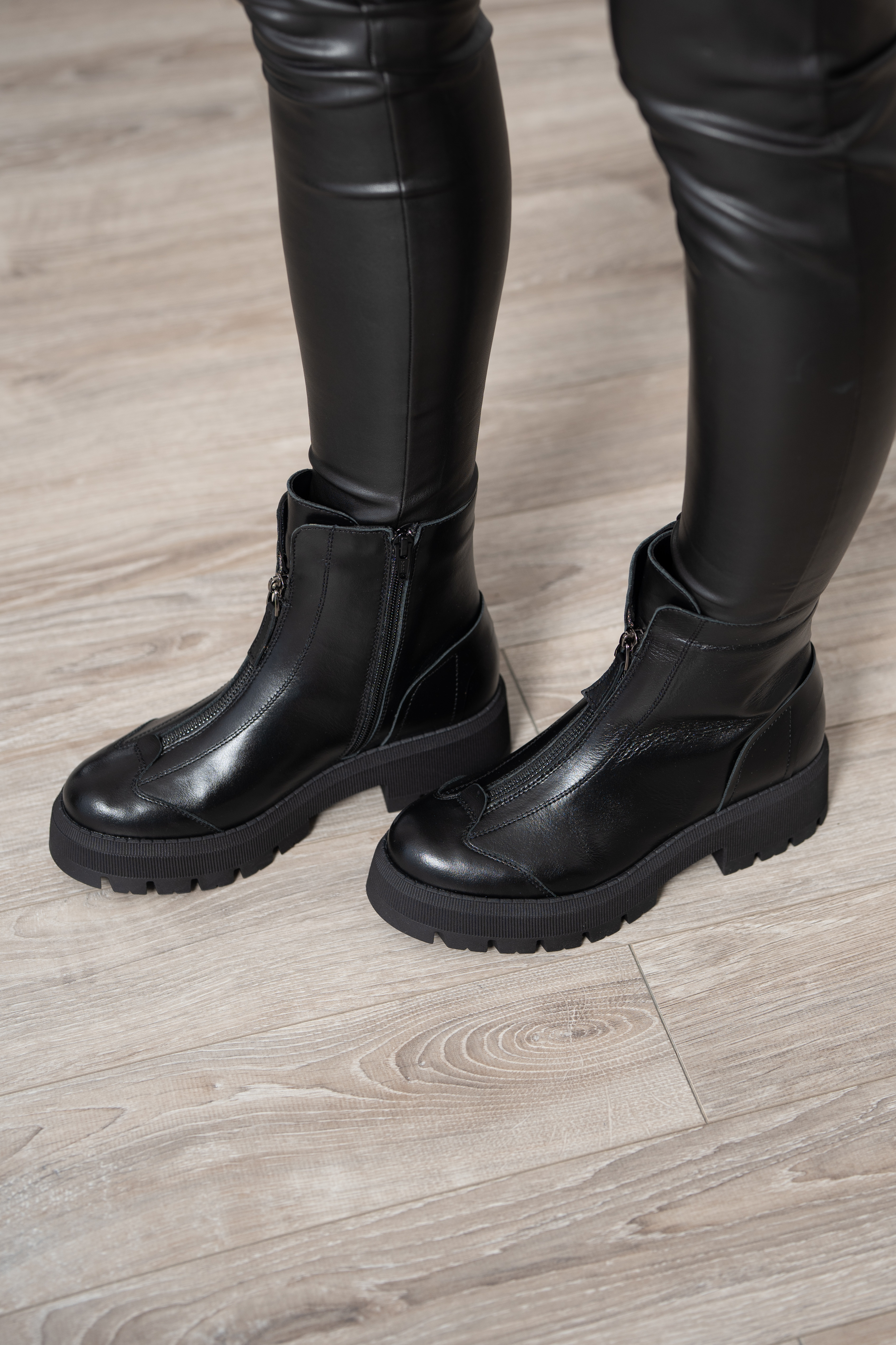Ghete dama premium, Glemis, piele naturala - Cod: PS-1075-B, Culoare: Negru, Marime: 38