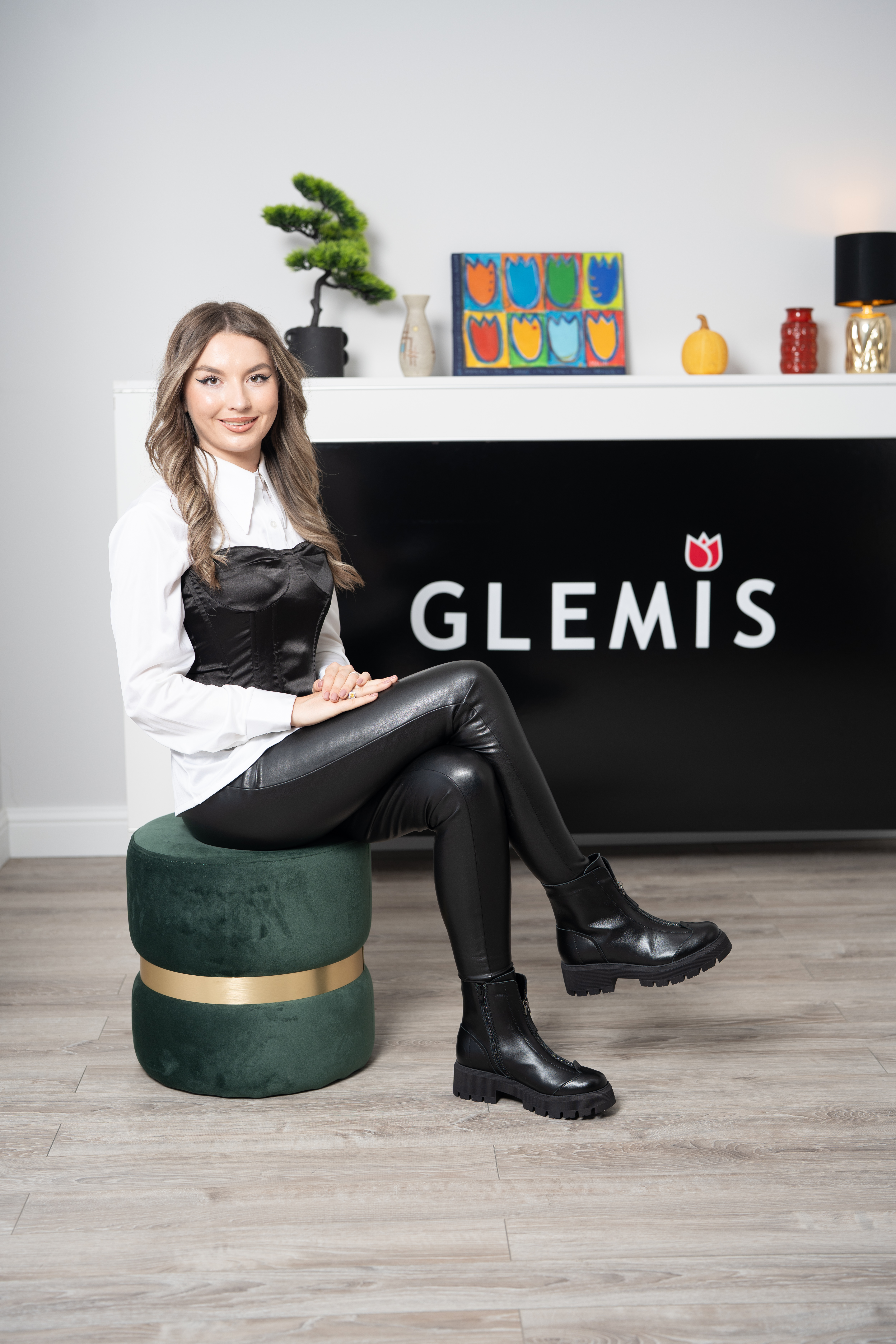 Ghete dama premium, Glemis, piele naturala - Cod: PS-1075-B, Culoare: Negru, Marime: 38