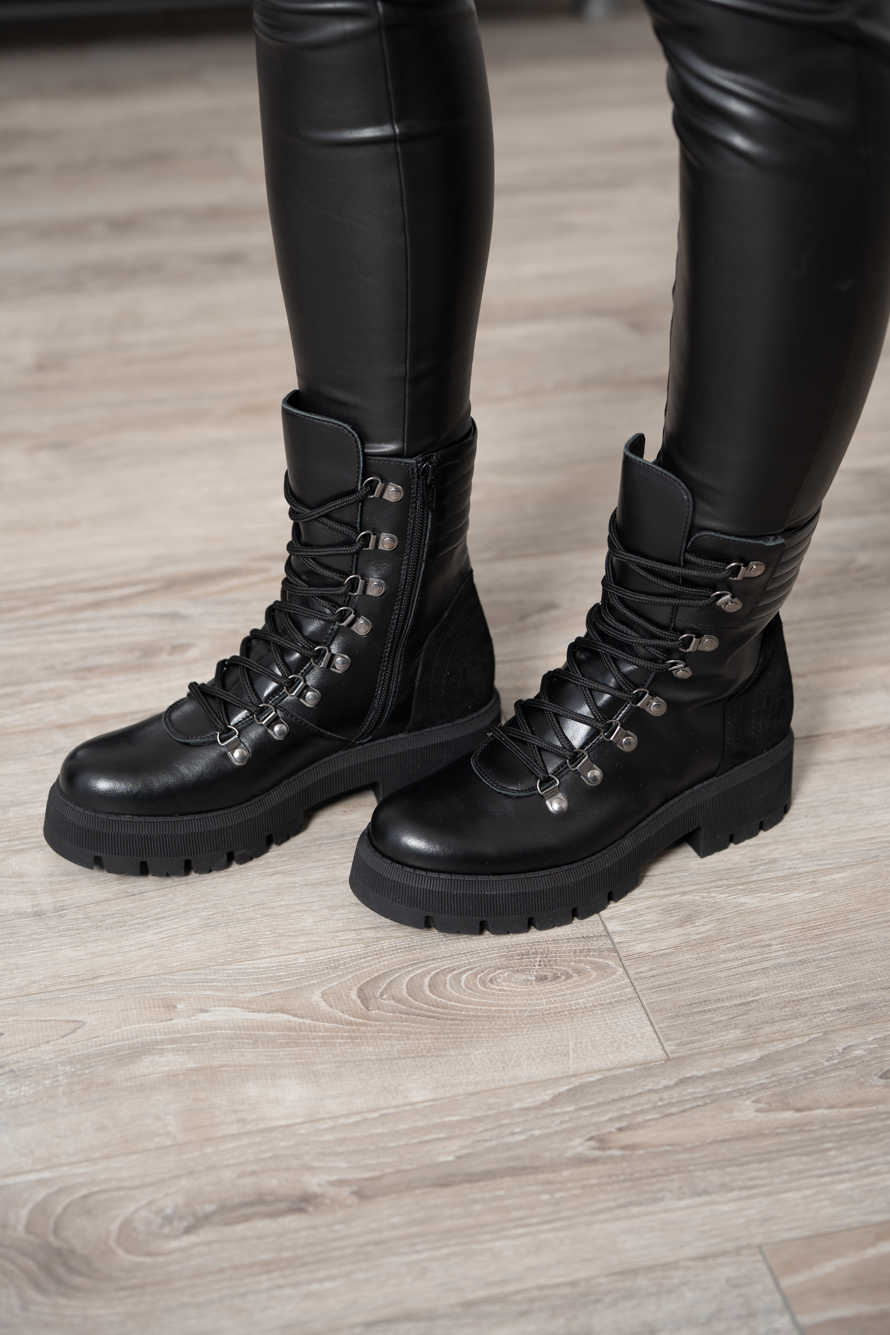Ghete dama premium, Glemis, piele naturala - Cod: PS-1080-BV, Culoare: Negru, Marime: 35