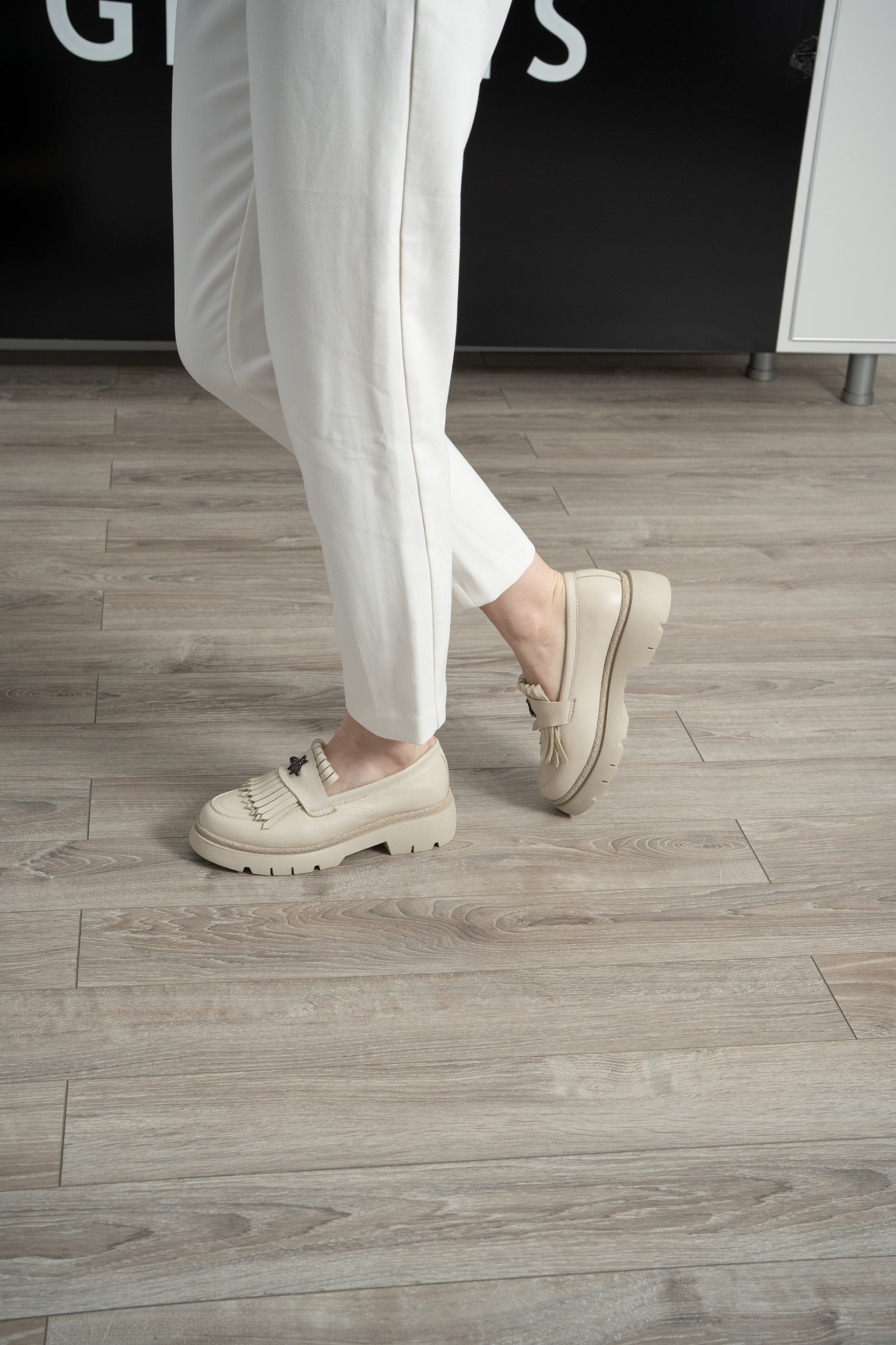 Mocasini dama, Glemis, piele naturala - Model: PS-ionela-1155, Culoare: Bej Bizon, Marime: 38 (25 cm)