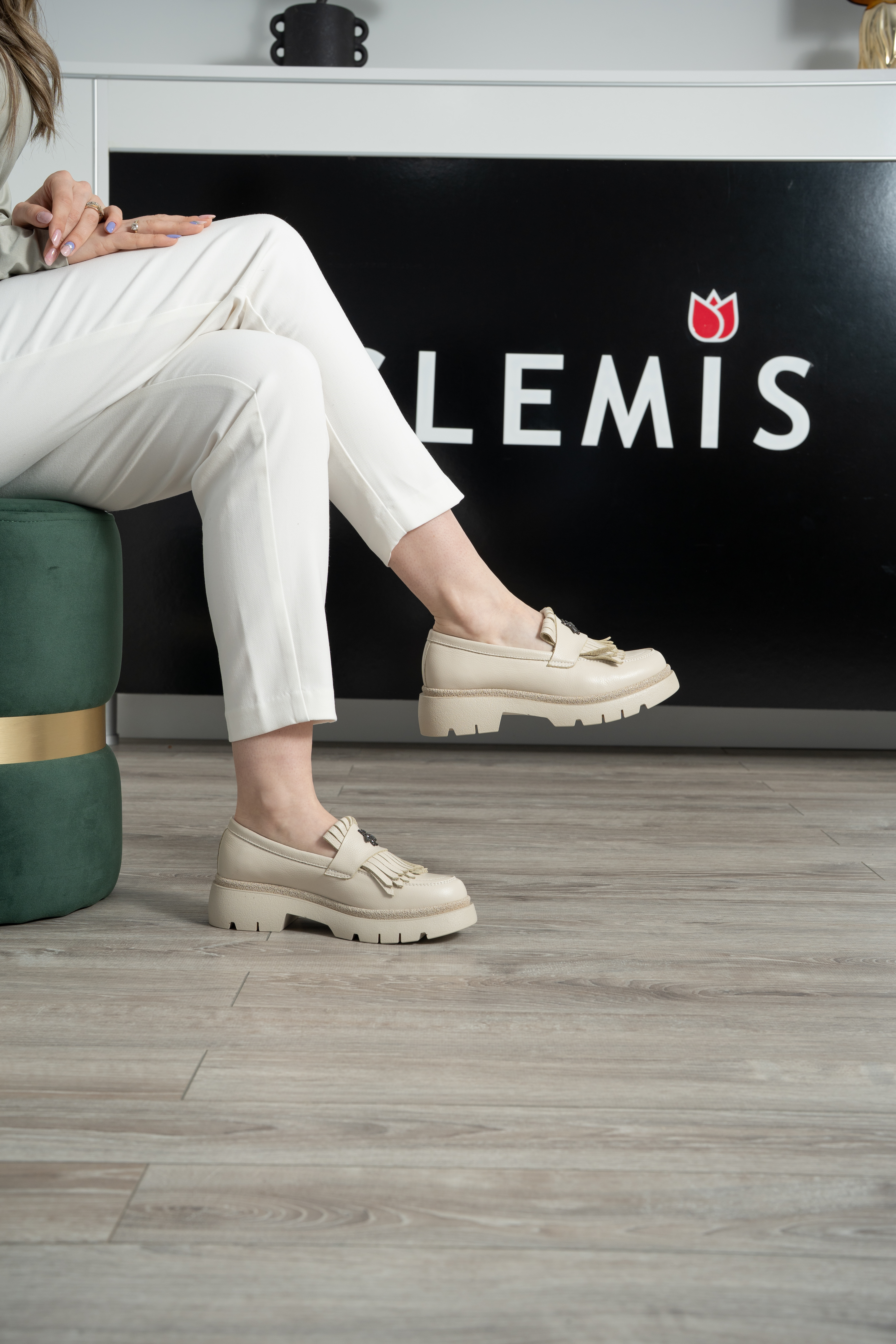 Mocasini dama, Glemis, piele naturala - Model: PS-ionela-1155, Culoare: Bej Bizon, Marime: 38 (25 cm)