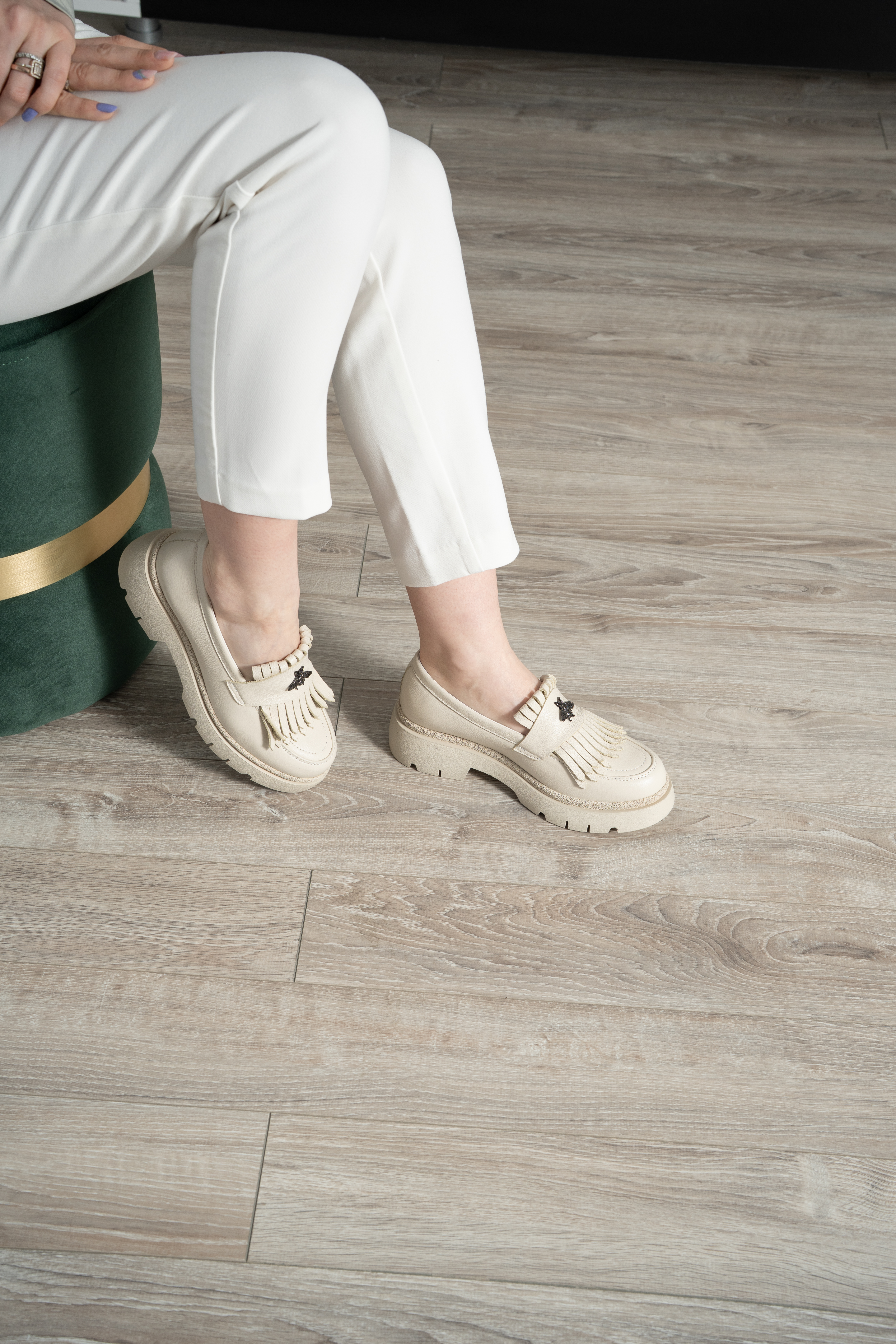 Mocasini dama, Glemis, piele naturala - Model: PS-ionela-1155, Culoare: Bej Bizon, Marime: 38 (25 cm)