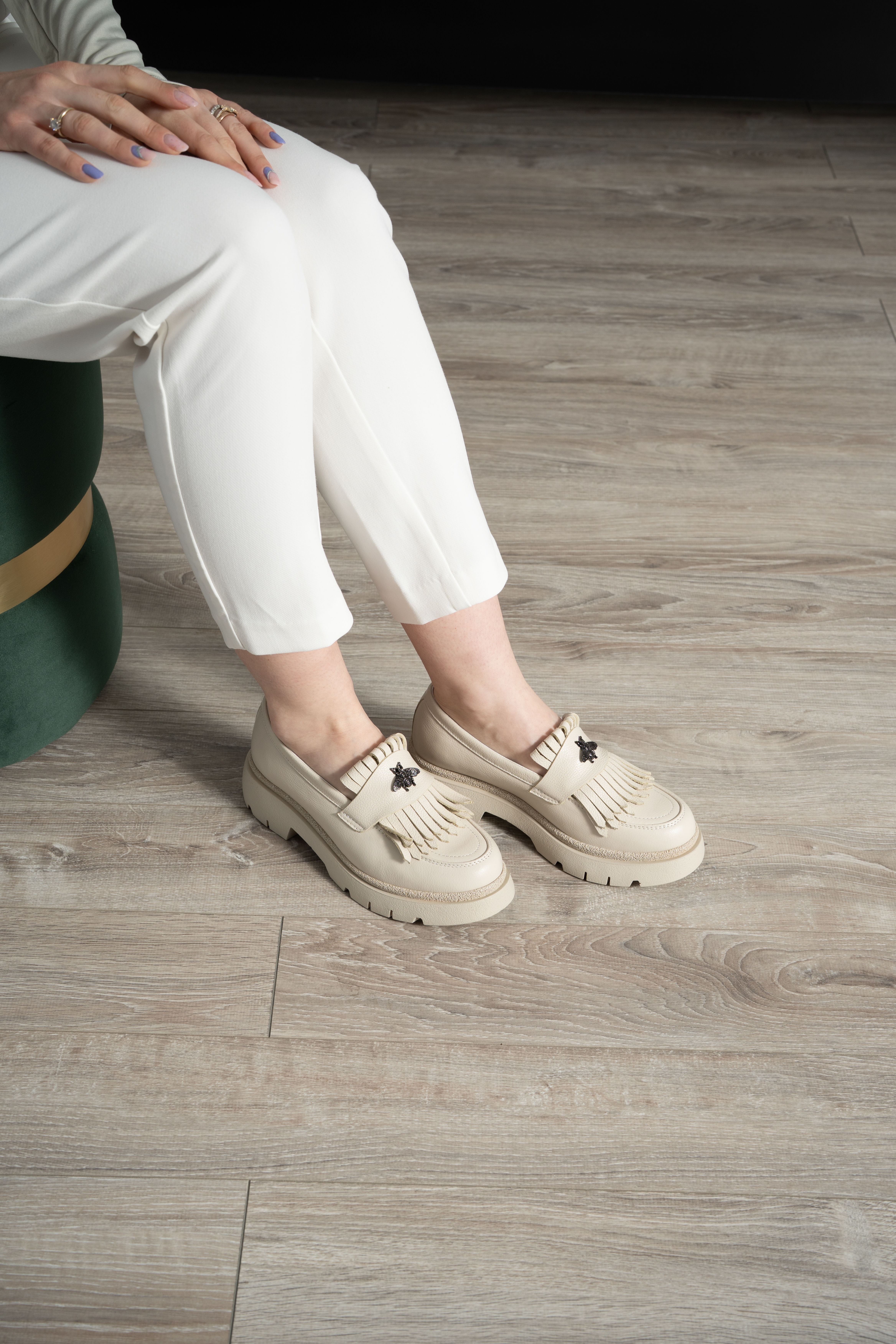 Mocasini dama, Glemis, piele naturala - Model: PS-ionela-1155, Culoare: Bej Bizon, Marime: 38 (25 cm)