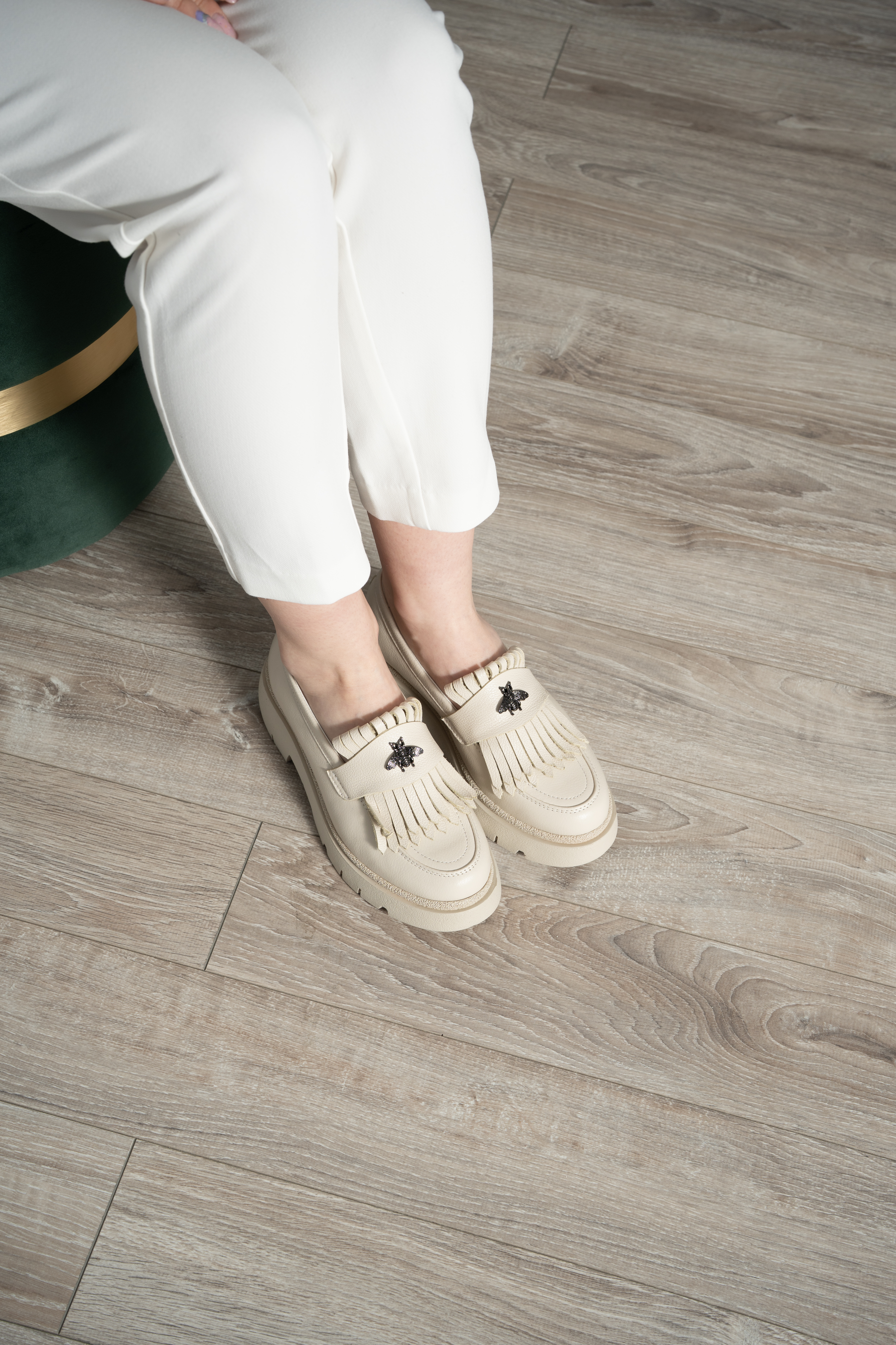 Mocasini dama, Glemis, piele naturala - Model: PS-ionela-1155, Culoare: Bej Bizon, Marime: 38 (25 cm)