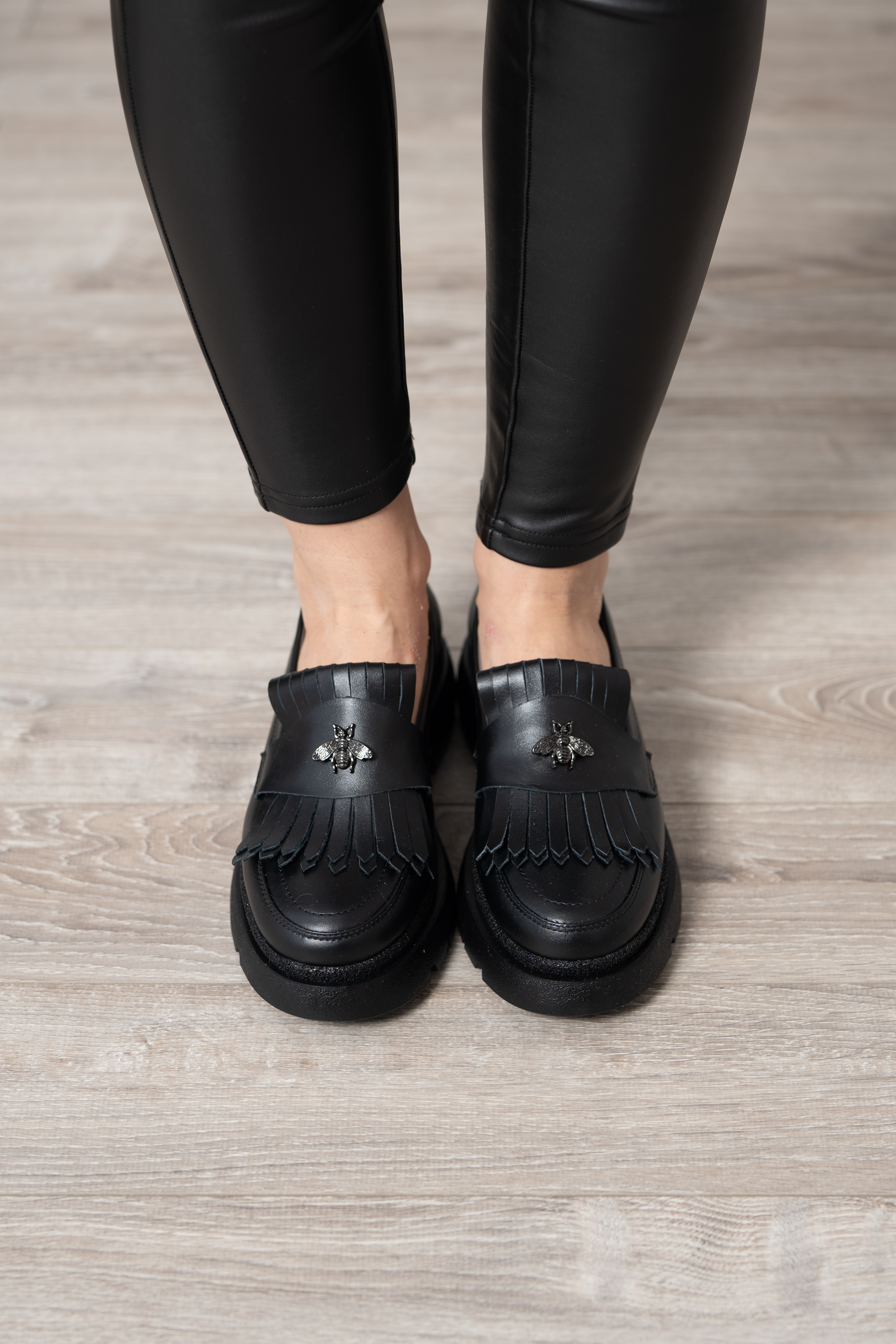 Mocasini dama, Glemis, piele naturala - Model: PS-ionela-1155, Culoare: Negru Box, Marime: 38 (25 cm)
