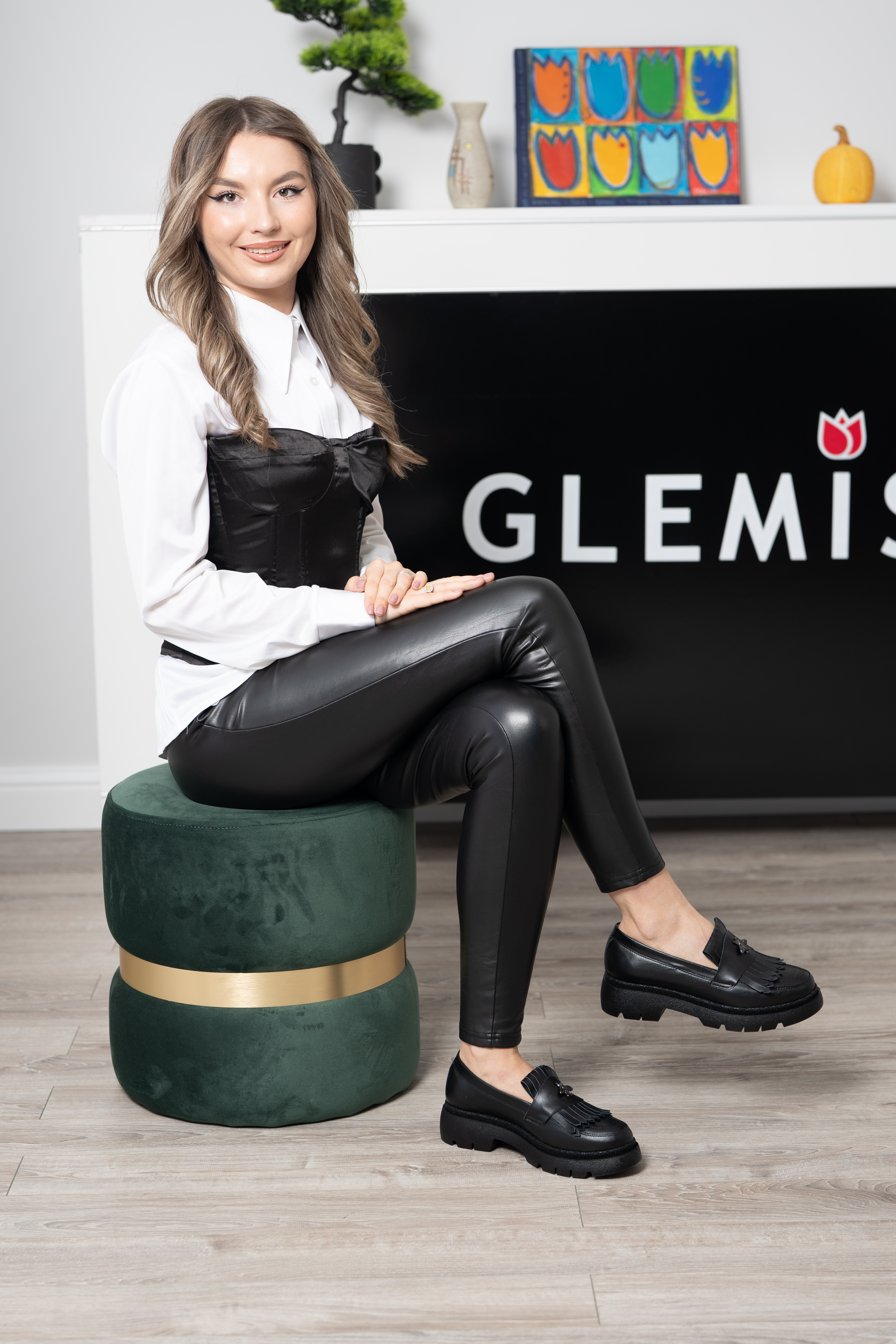 Mocasini dama, Glemis, piele naturala - Model: PS-ionela-1155, Culoare: Negru Box, Marime: 38 (25 cm)